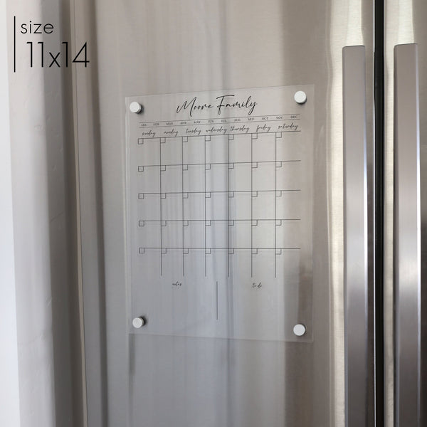 Monthly Acrylic Fridge Calendar + 2 Sections | Vertical Pennington