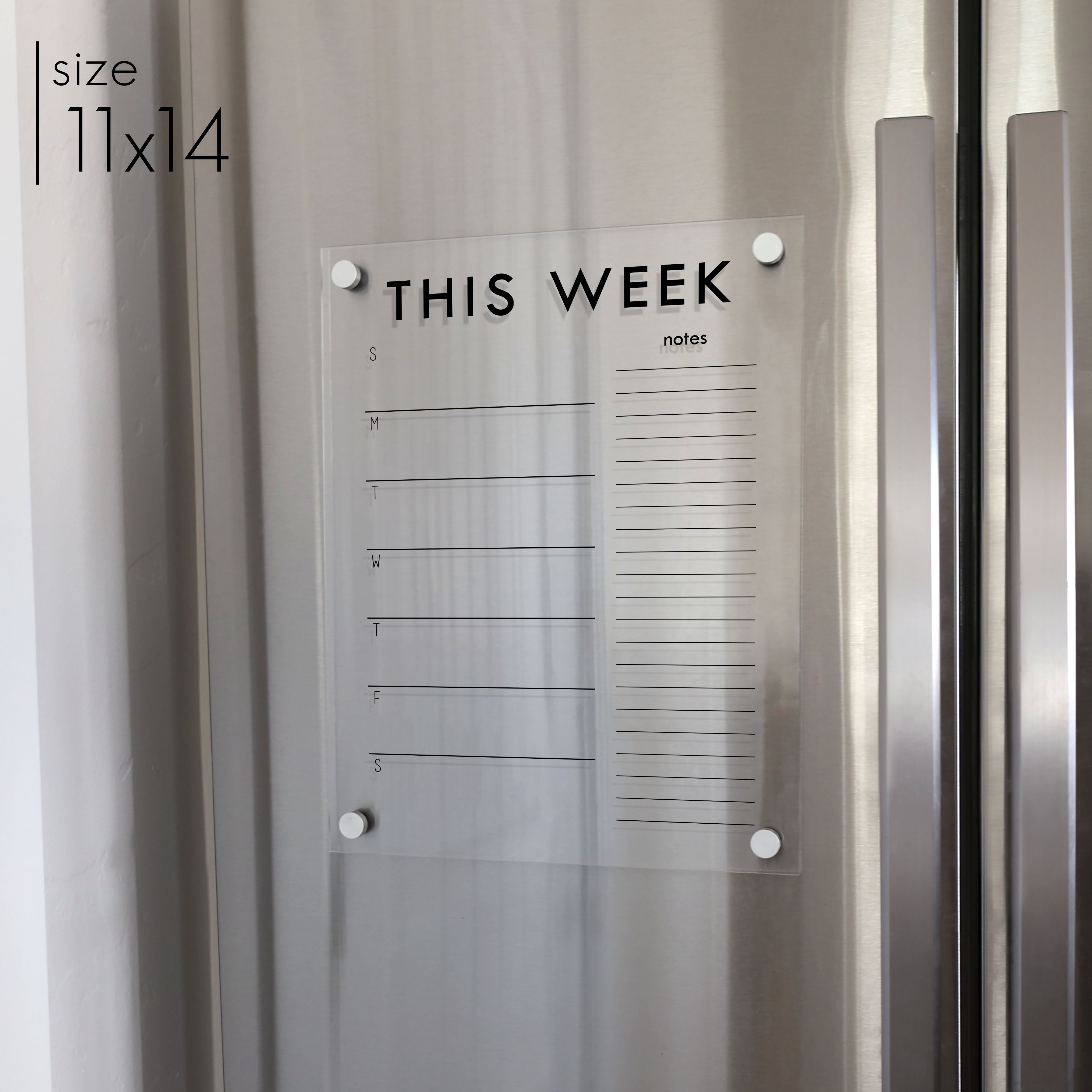 Weekly Acrylic Fridge Calendar + 1 Section | Vertical Madi