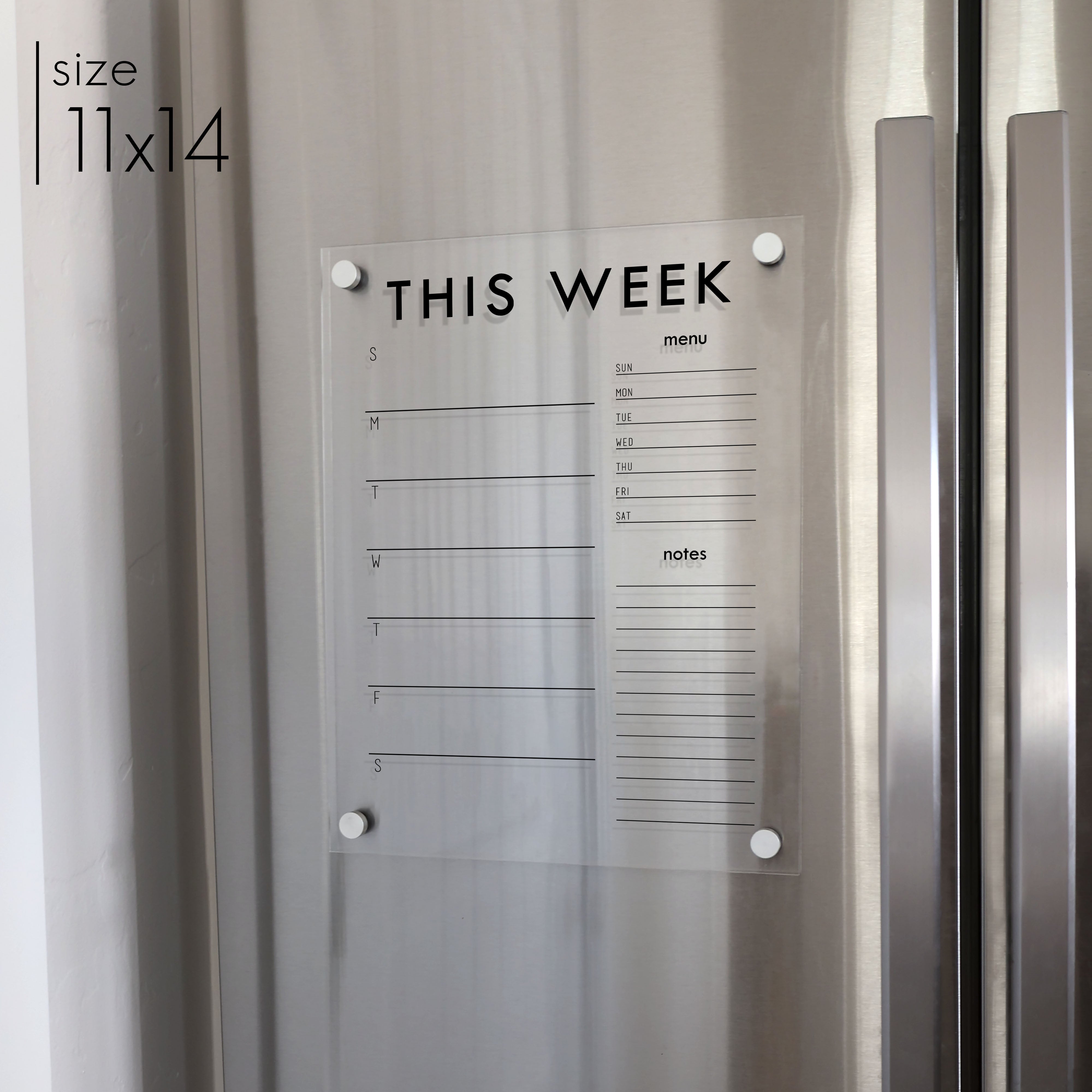 Weekly Acrylic Fridge Calendar + 2 Sections | Vertical Madi