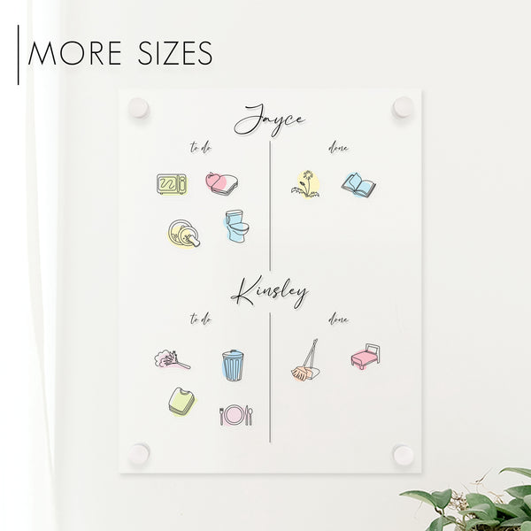 2 Child Acrylic Visual Chore Chart | Vertical Pennington