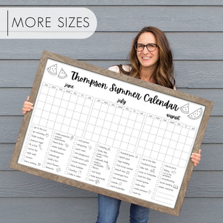 Framed 3 Month Summer Bucket List Calendar | Horizontal Watermelon