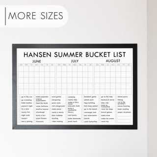 Framed 3 Month Summer Bucket List Calendar | Horizontal Madi
