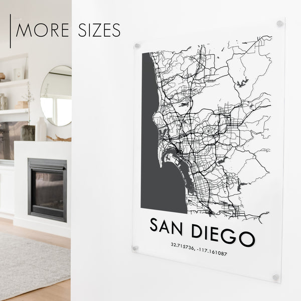 Clear Acrylic San Diego City Street Map