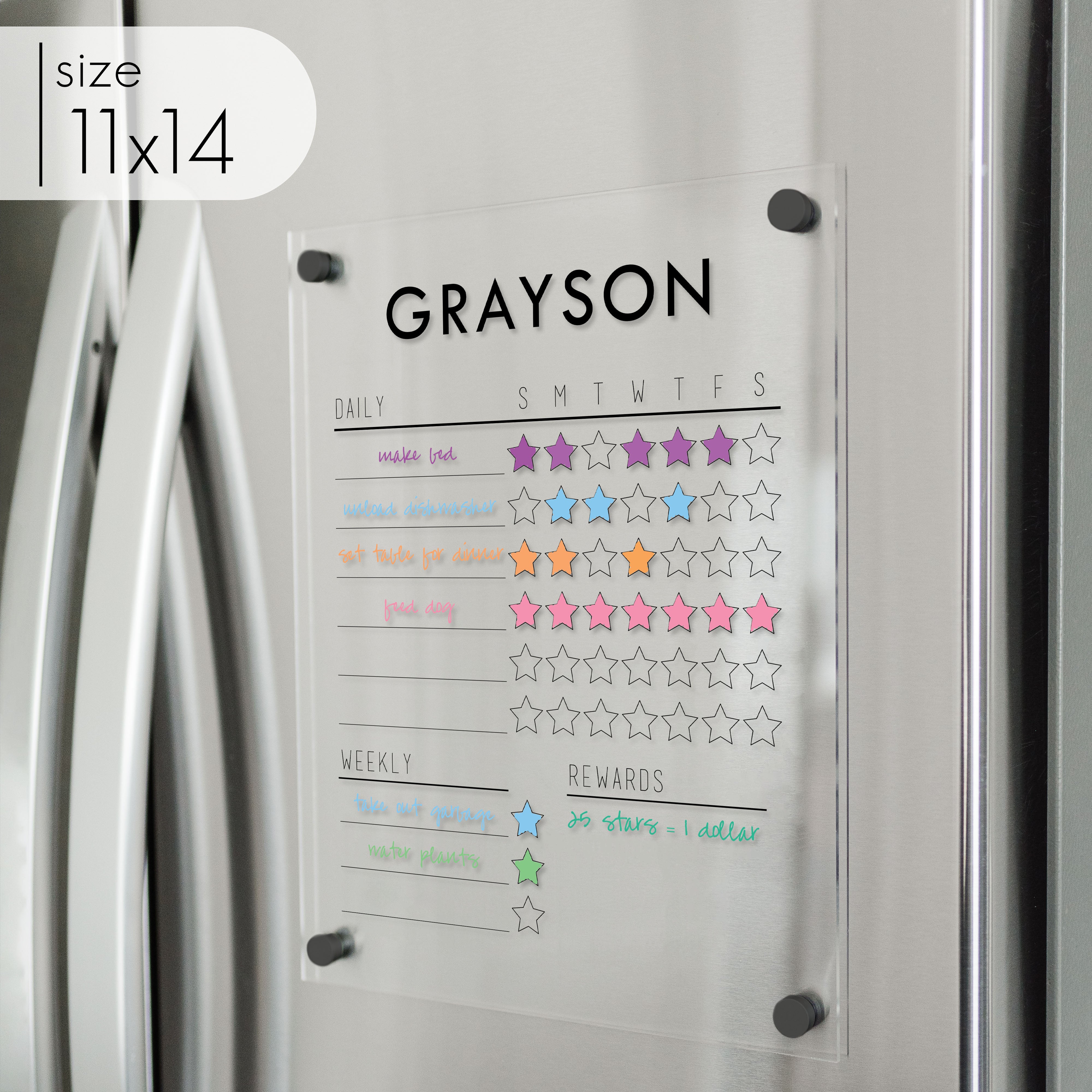 1 Child Acrylic Fridge Reward Chart | Vertical Multi-Style