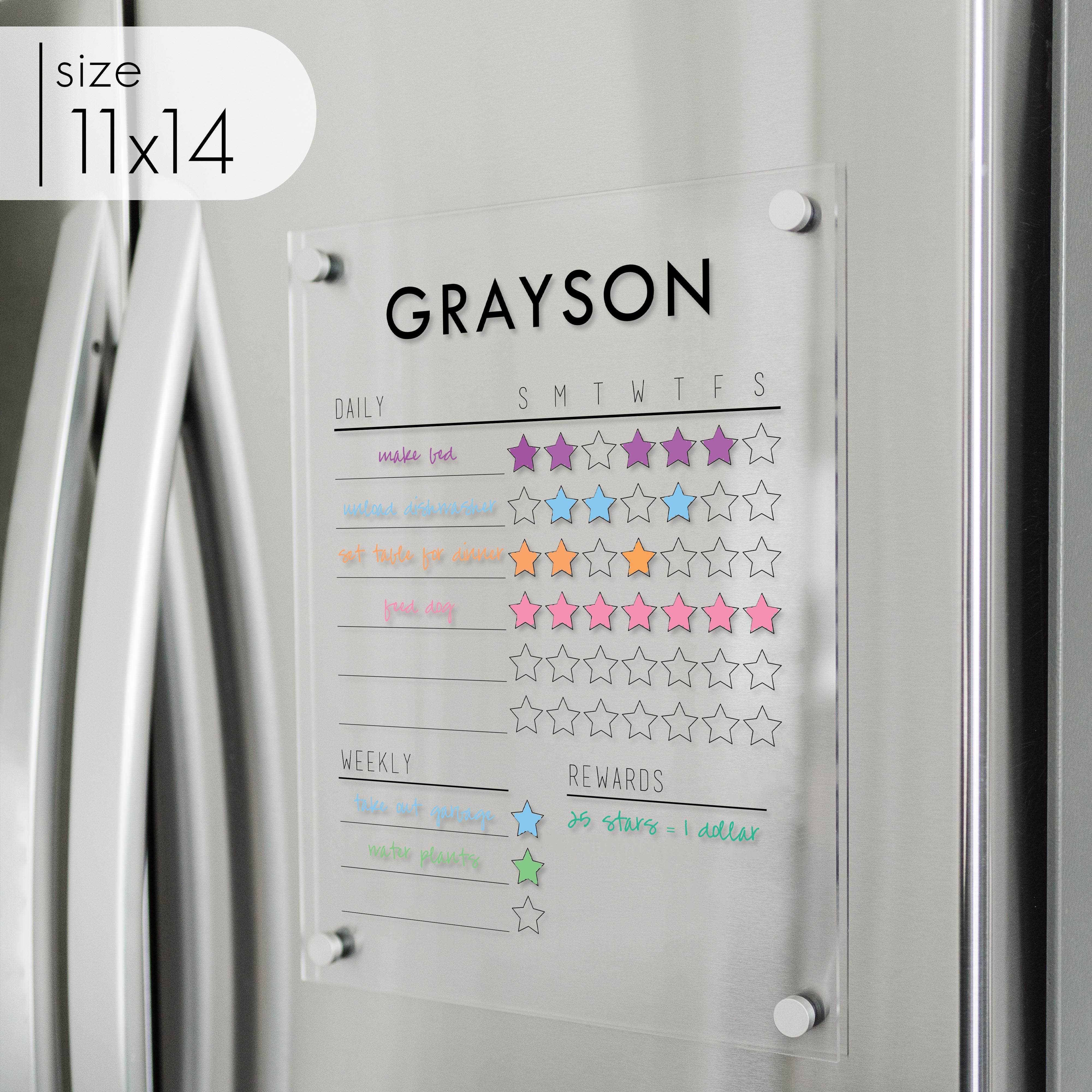 1 Child Acrylic Fridge Reward Chart | Vertical Multi-Style