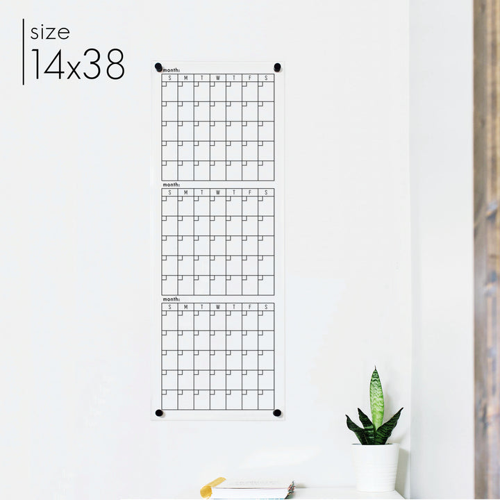 Slim Quarterly Acrylic Business Calendar | Vertical Craig Style