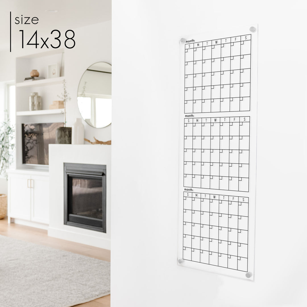 Slim Quarterly Acrylic Business Calendar | Vertical Craig Style