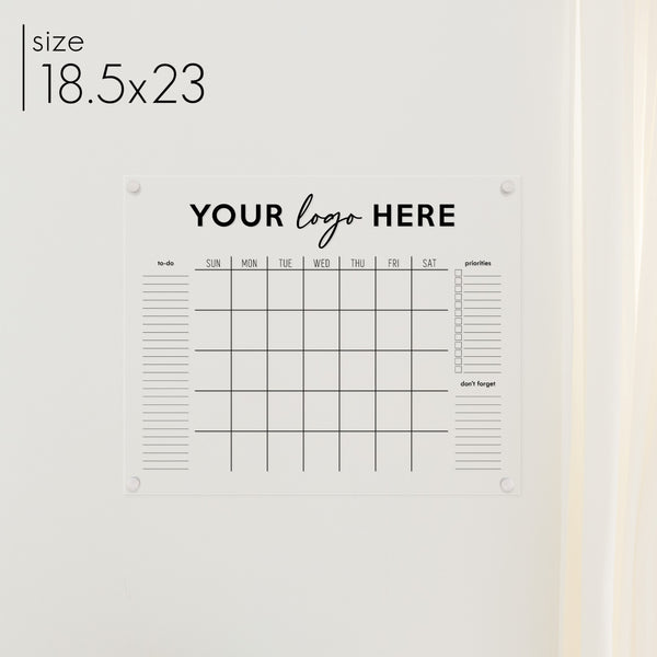 Monthly Acrylic Business Logo Calendar + 3 Sections | Horizontal Madi