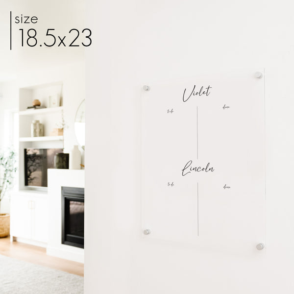 2 Child Acrylic Visual Chore Chart | Vertical Pennington