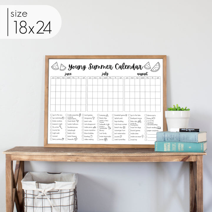 3 Month Summer Bucket List Calendar