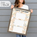 Framed 3 Month Summer Bucket List Calendar | Vertical Oranges