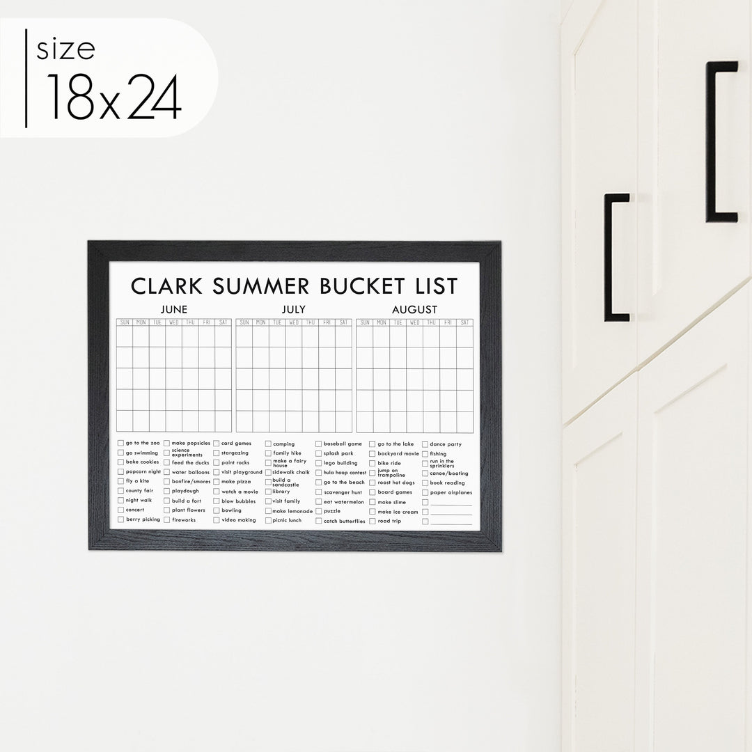 3 Month Summer Bucket List Calendar