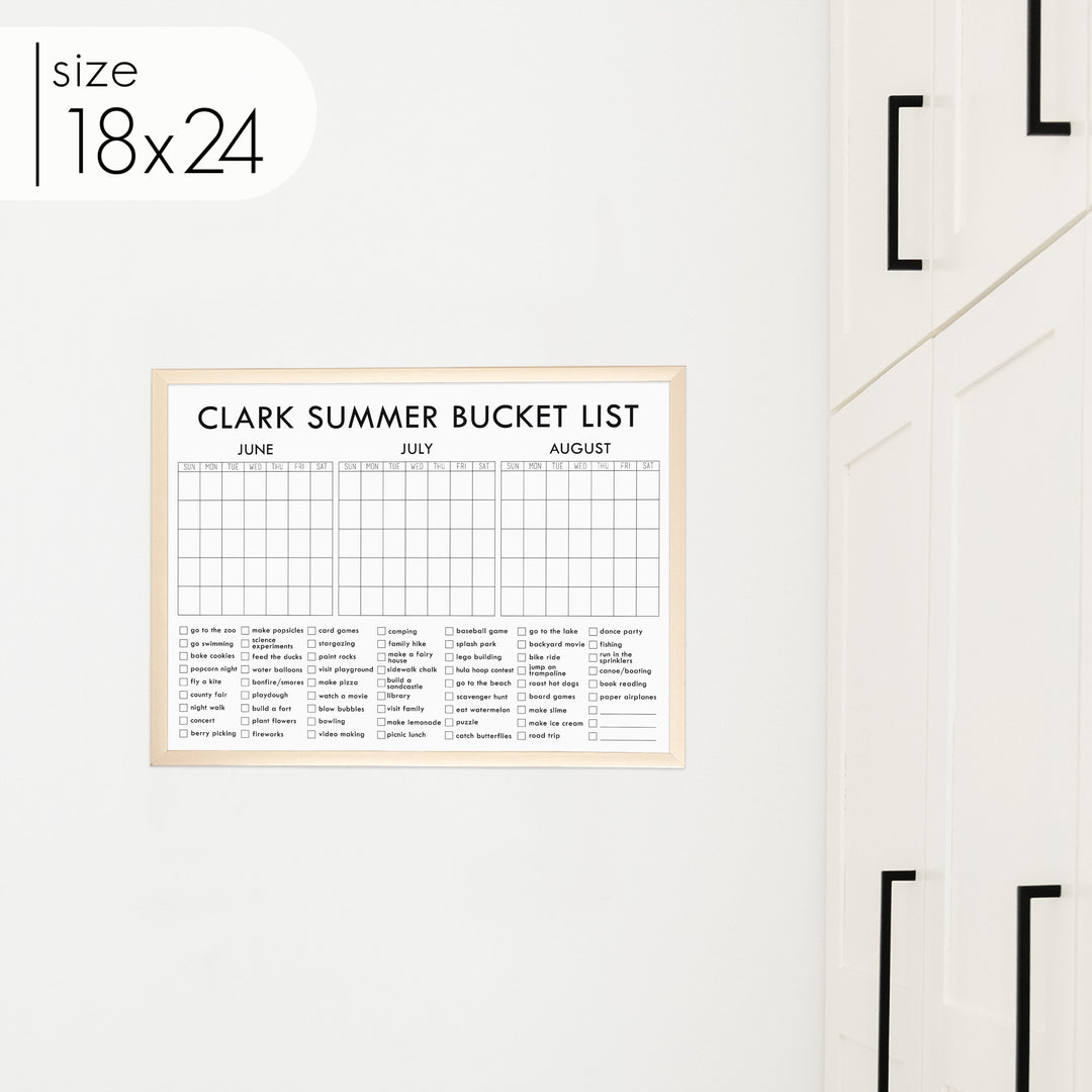 3 Month Summer Bucket List Calendar