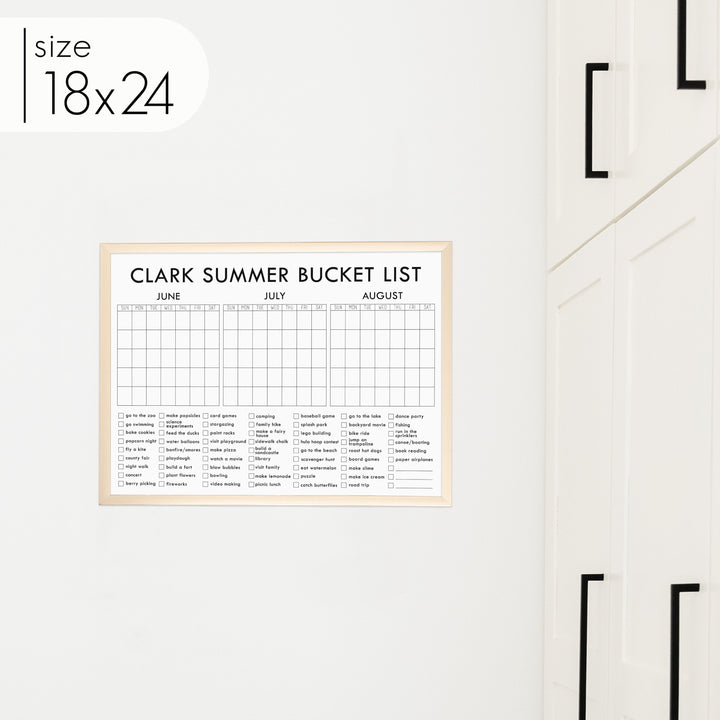 3 Month Summer Bucket List Calendar