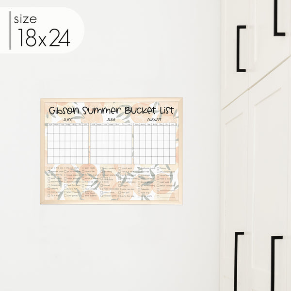 Framed 3 Month Summer Bucket List Calendar | Horizontal Oranges