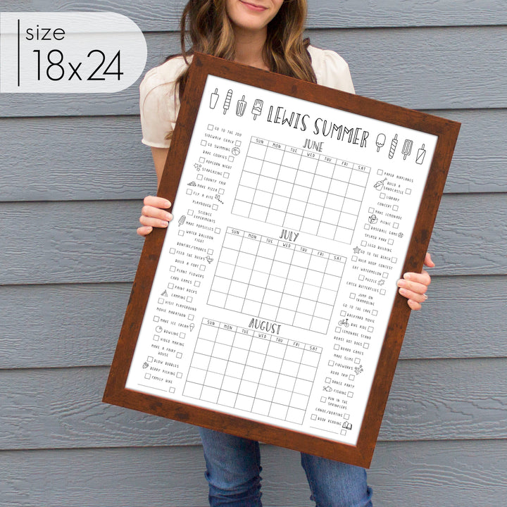 3 Month Summer Bucket List Calendar