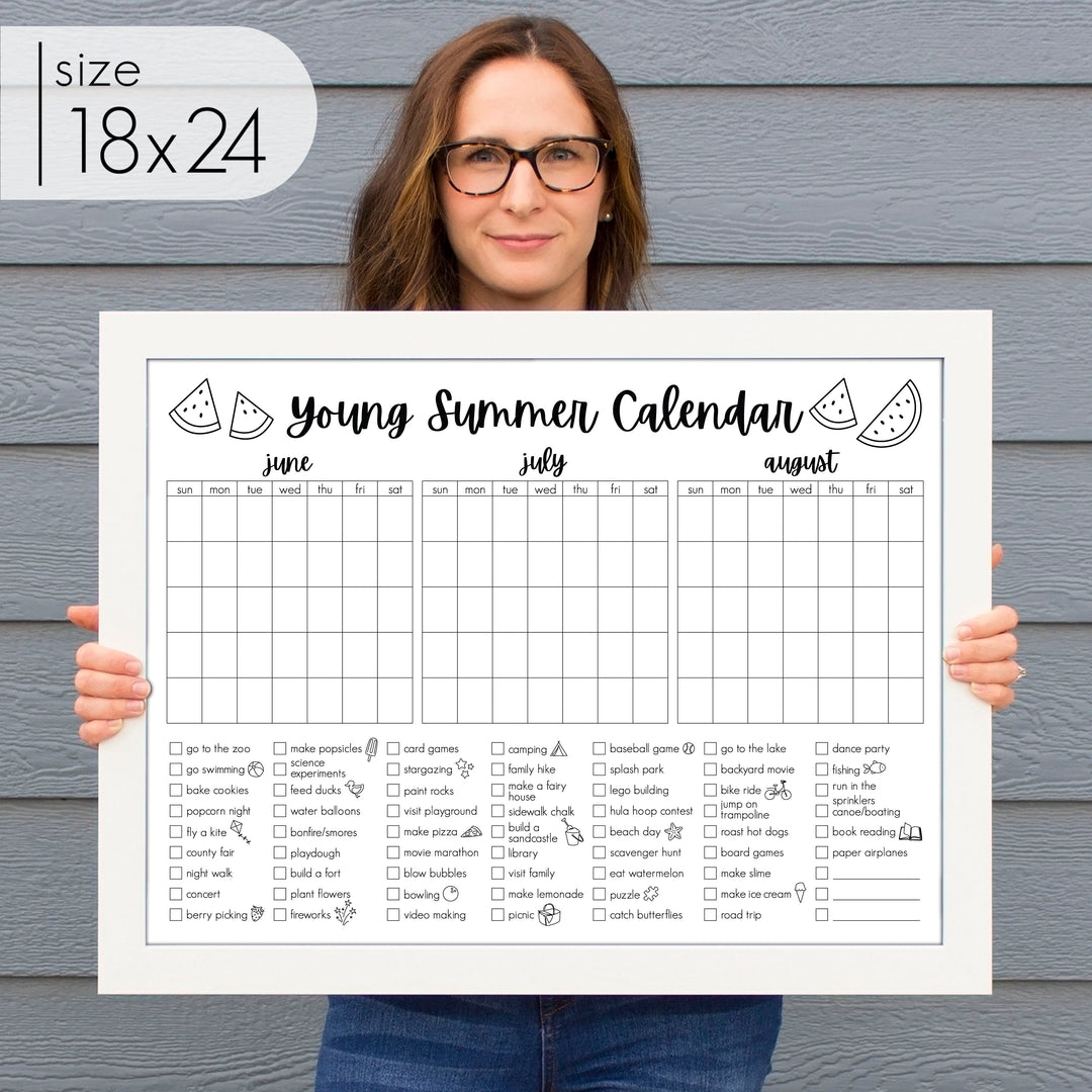 3 Month Summer Bucket List Calendar