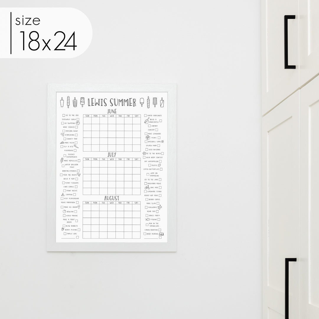 3 Month Summer Bucket List Calendar
