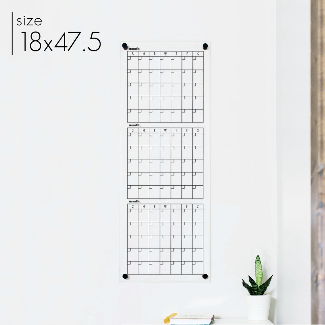 Slim Quarterly Acrylic Business Calendar | Vertical Craig Style