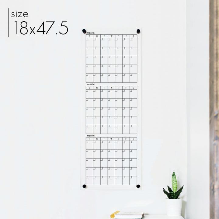 Slim Quarterly Acrylic Business Calendar | Vertical Craig Style