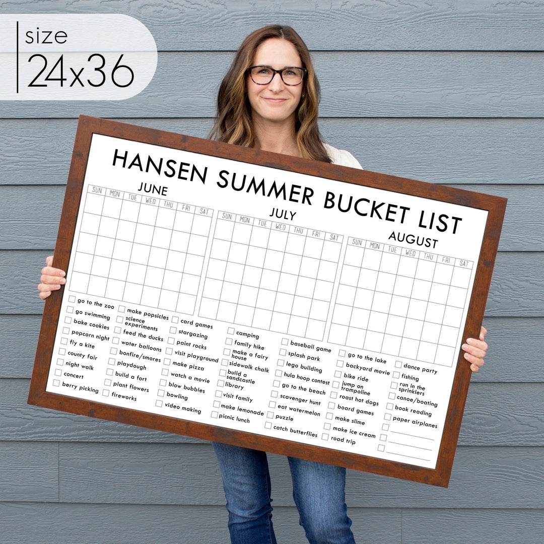 3 Month Summer Bucket List Calendar