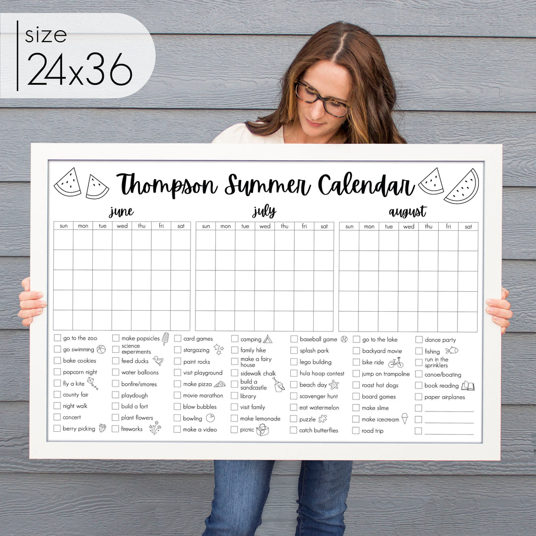 3 Month Summer Bucket List Calendar