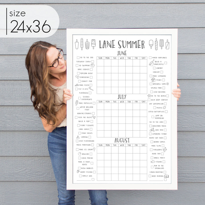 3 Month Summer Bucket List Calendar