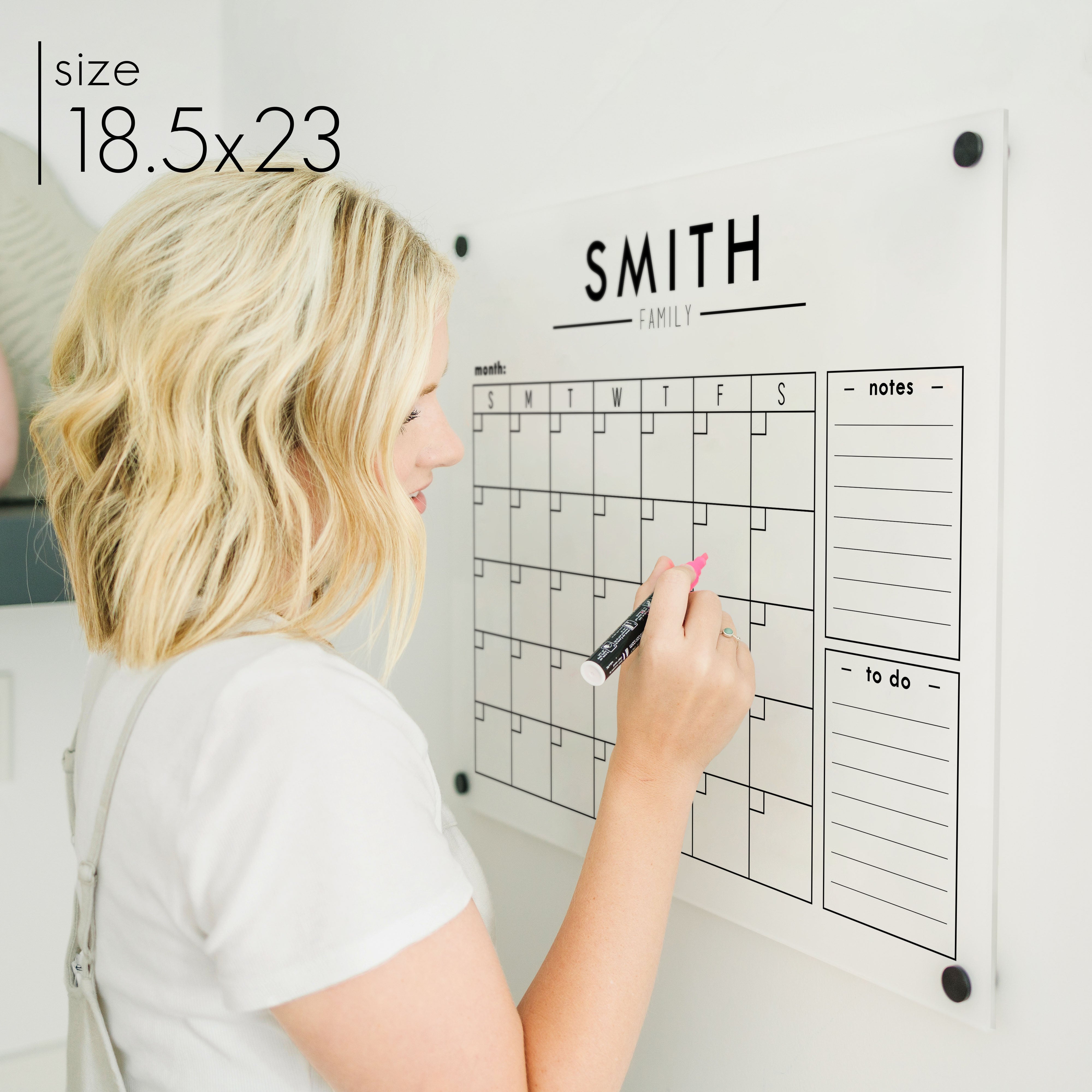 Monthly Frosted Acrylic Calendar + 2 Sections | Horizontal Craig