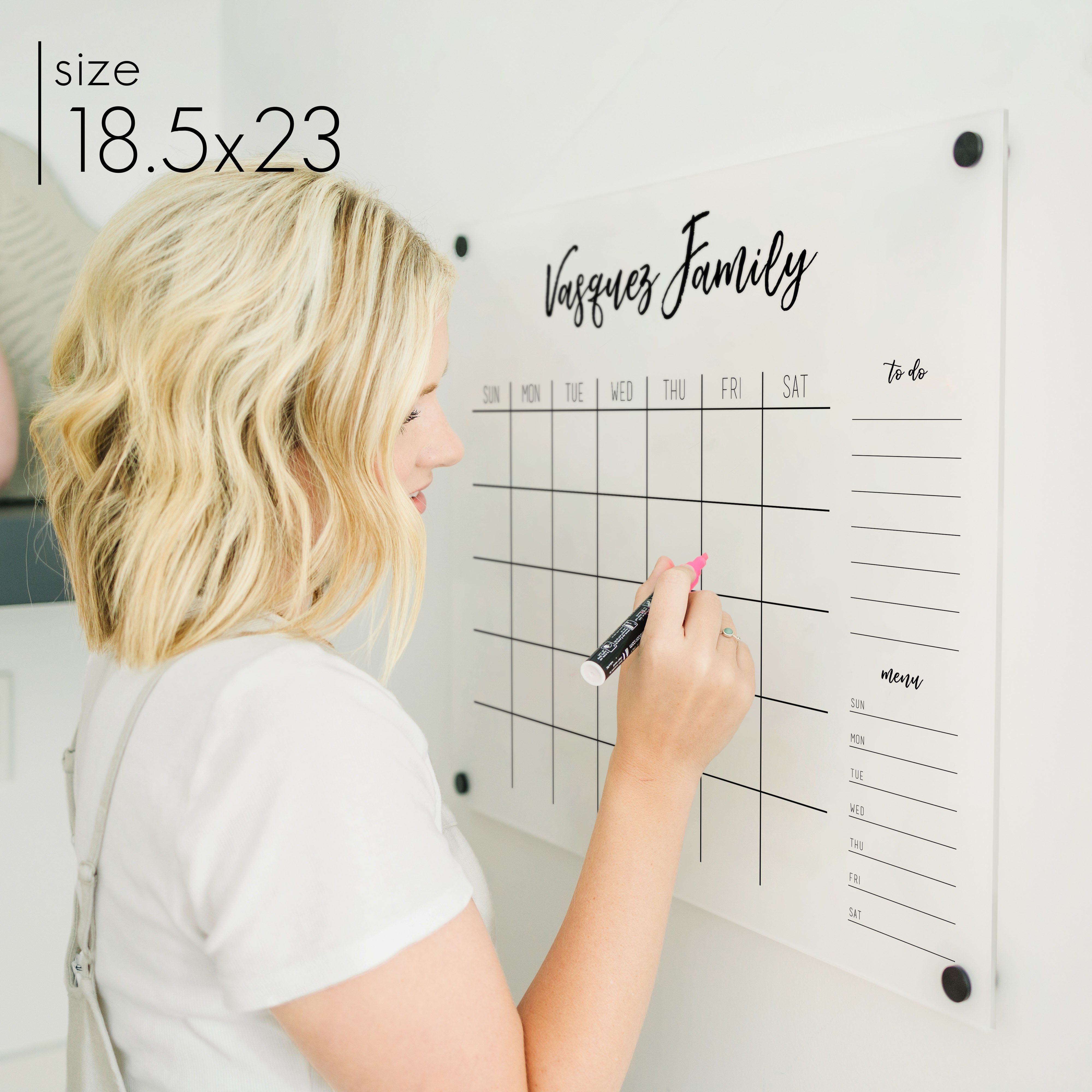 Monthly Frosted Acrylic Calendar + 2 Sections | Horizontal Traeger
