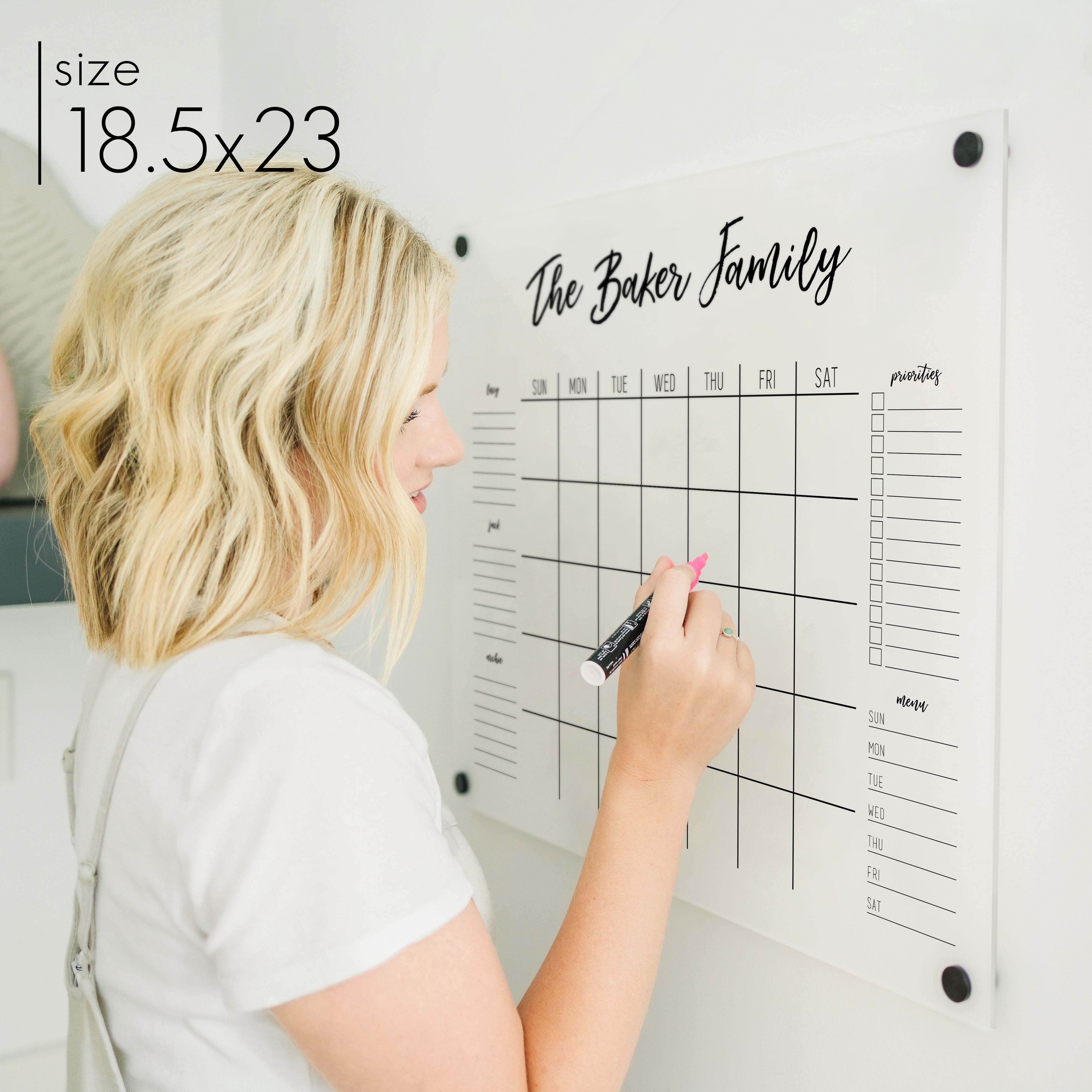 Monthly Frosted Acrylic Calendar + 5 Sections | Horizontal Traeger