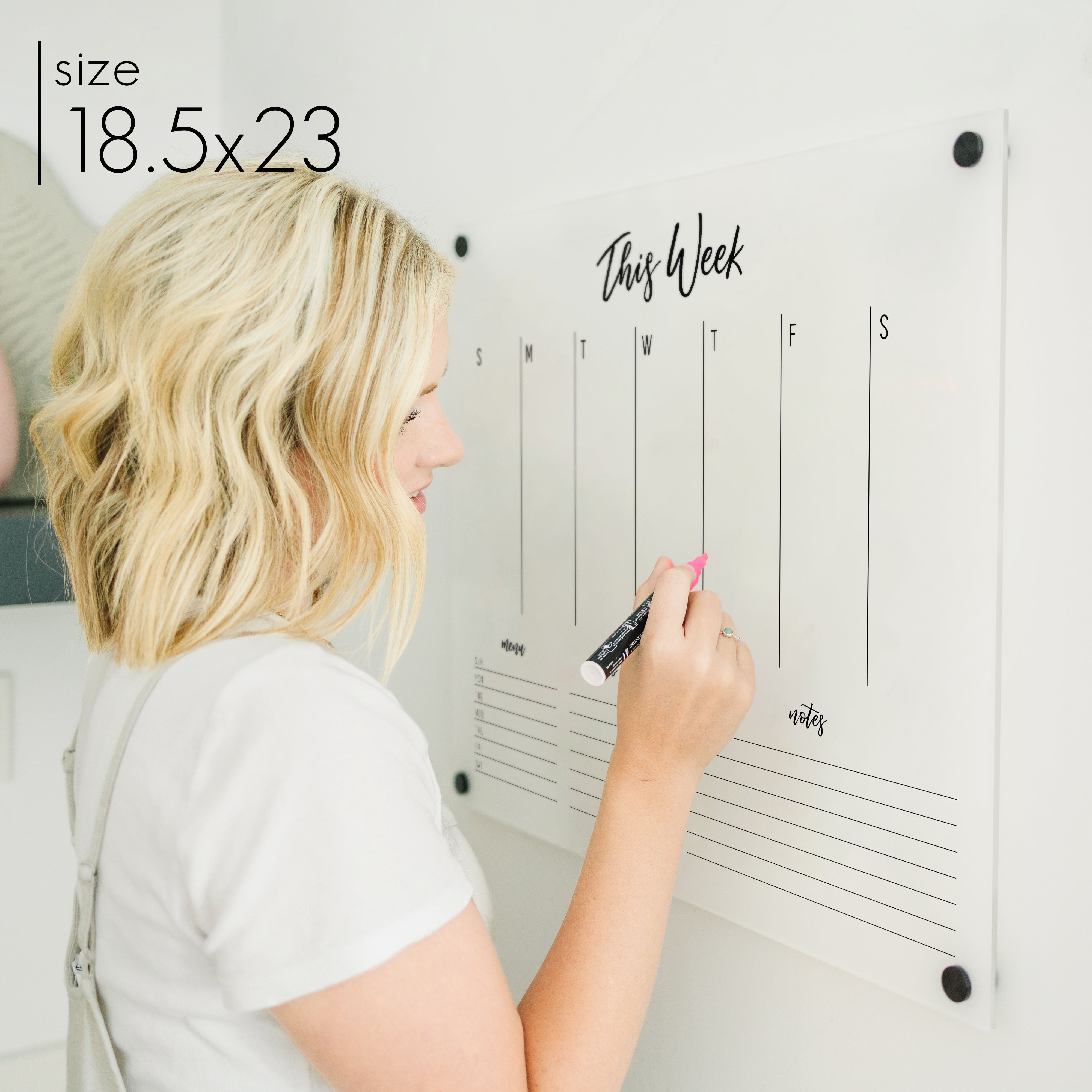 Weekly Frosted Acrylic Calendar + 3 Sections | Horizontal Traeger