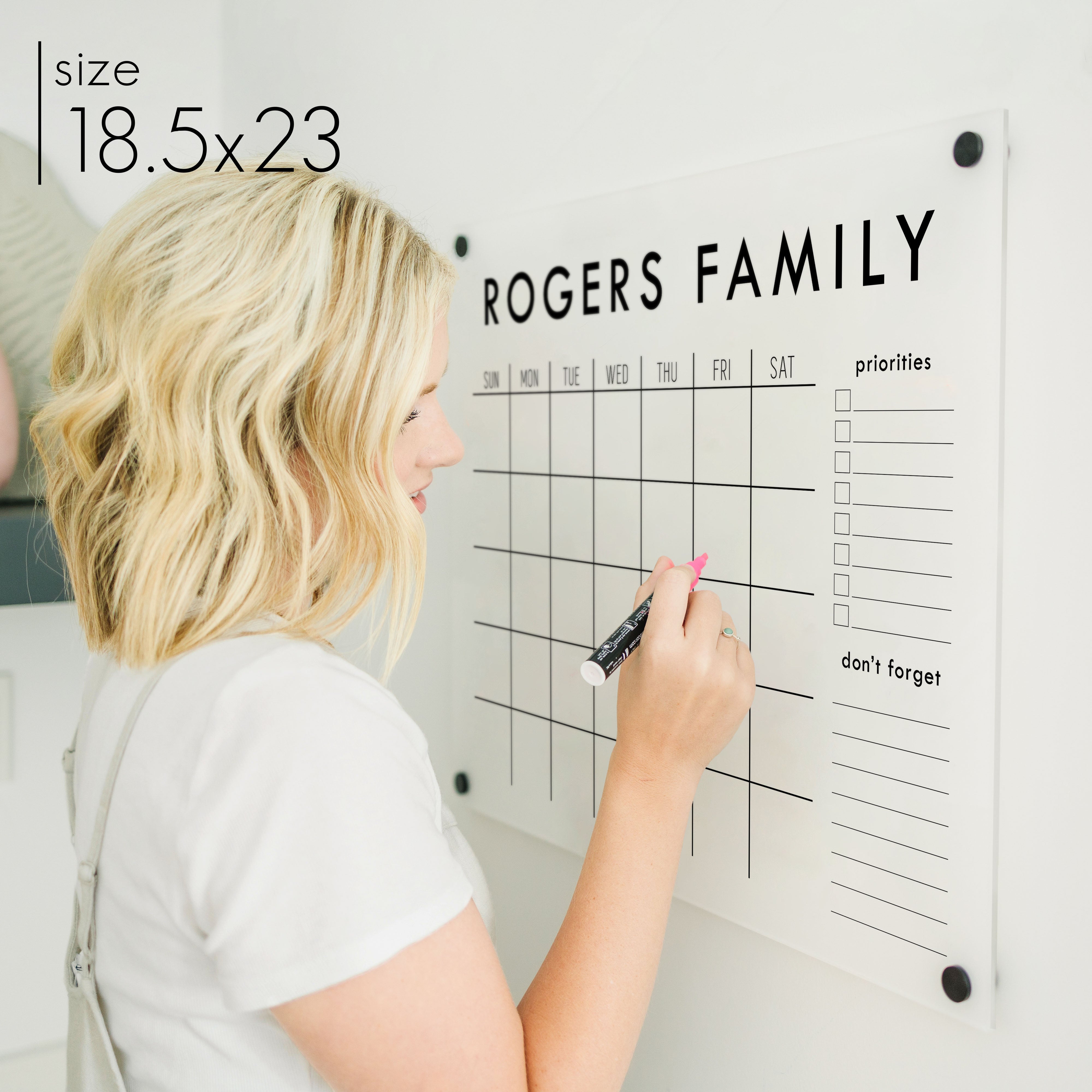 Monthly Frosted Acrylic Calendar + 2 Sections | Horizontal Madi