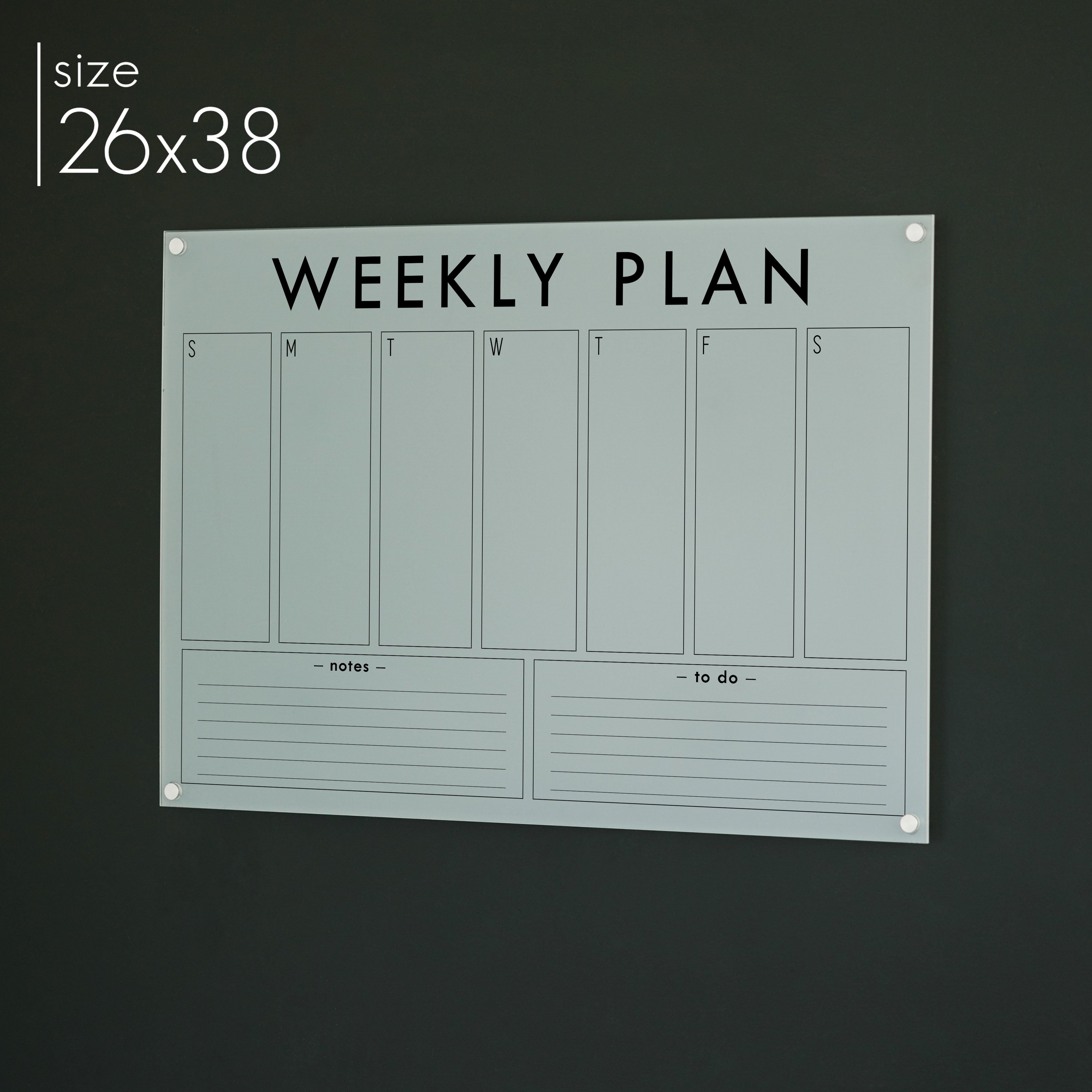 Weekly Frosted Acrylic Calendar + 2 Sections | Horizontal Craig