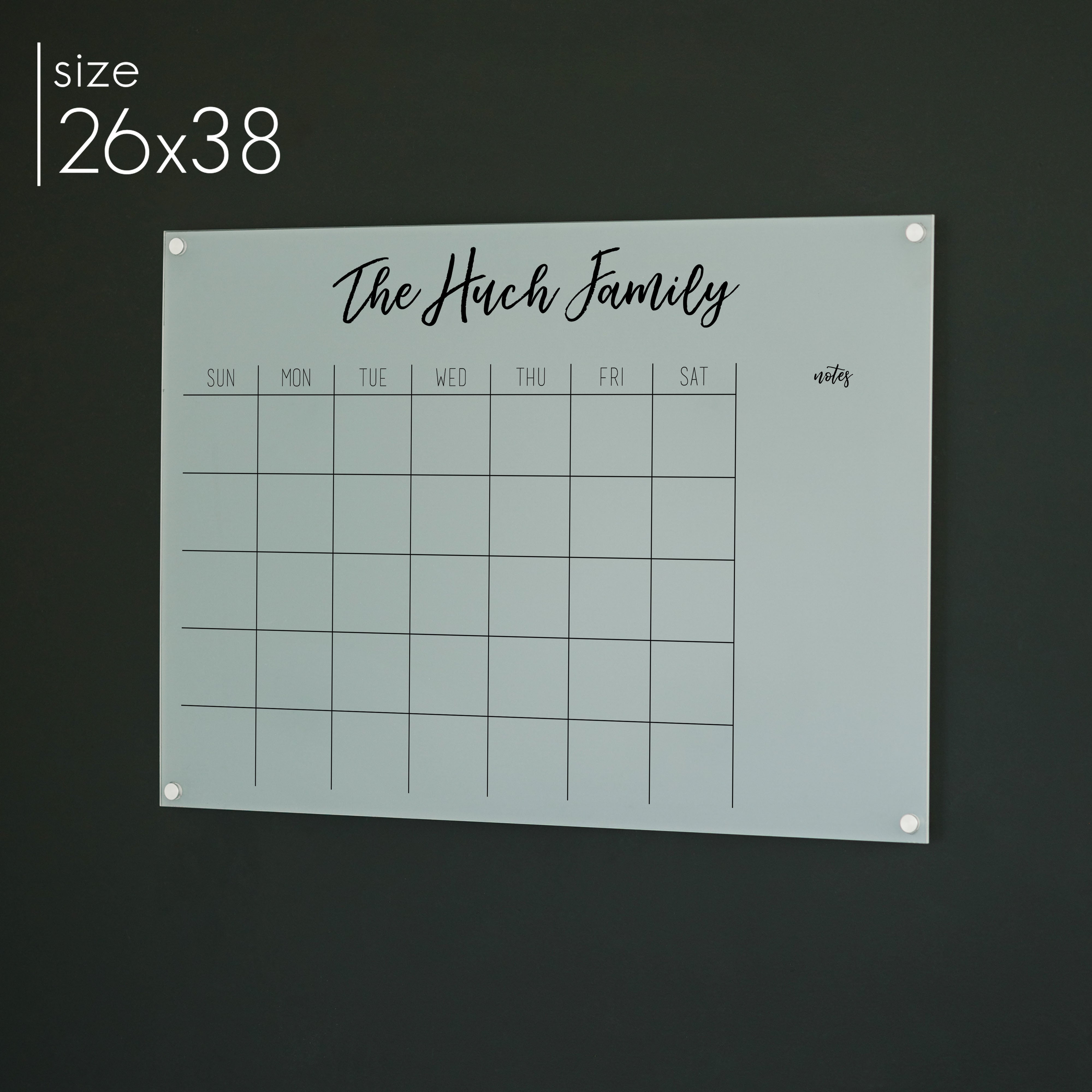 Monthly Frosted Acrylic Calendar + 1 Section | Horizontal Traeger