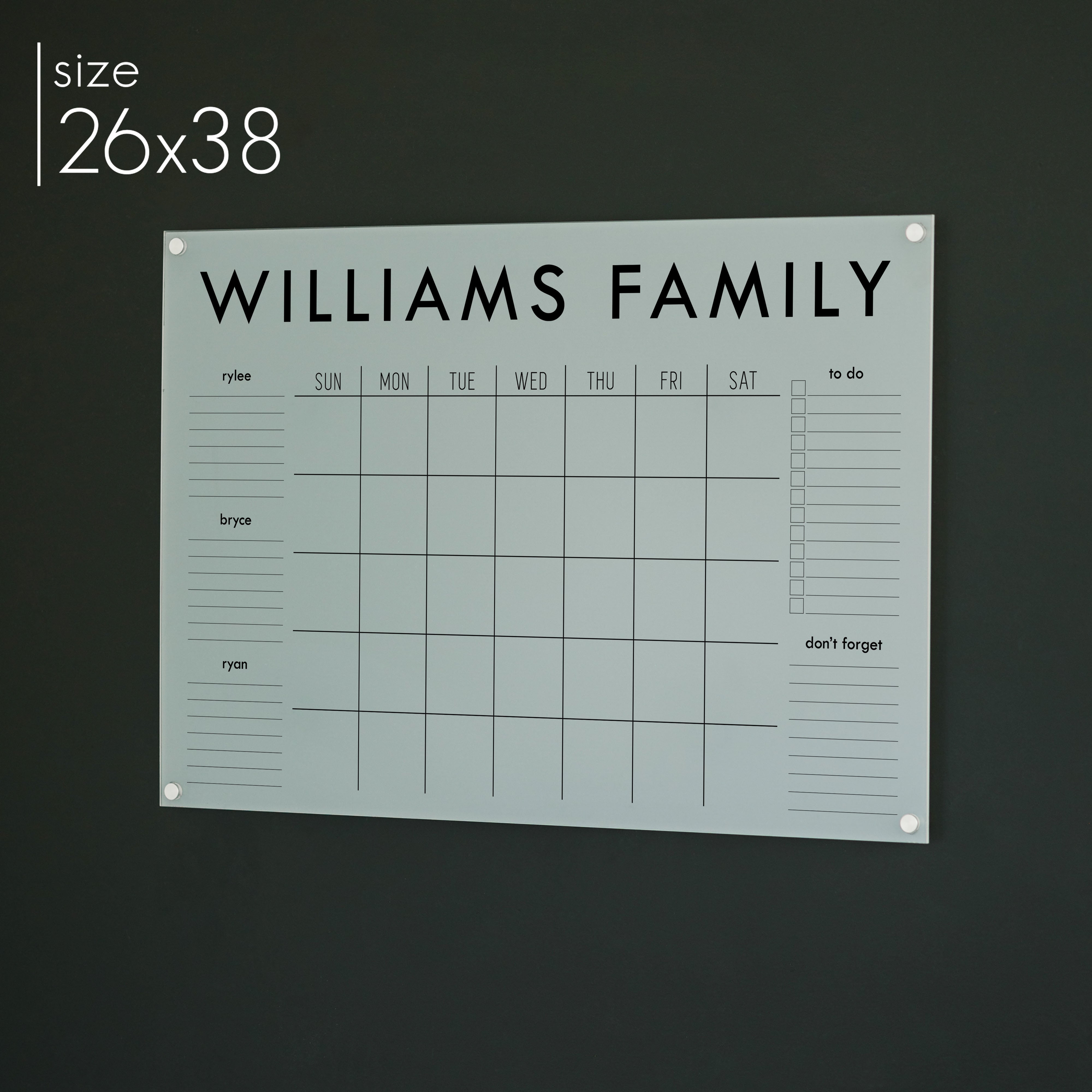 Monthly Frosted Acrylic Calendar + 5 Sections | Horizontal Madi