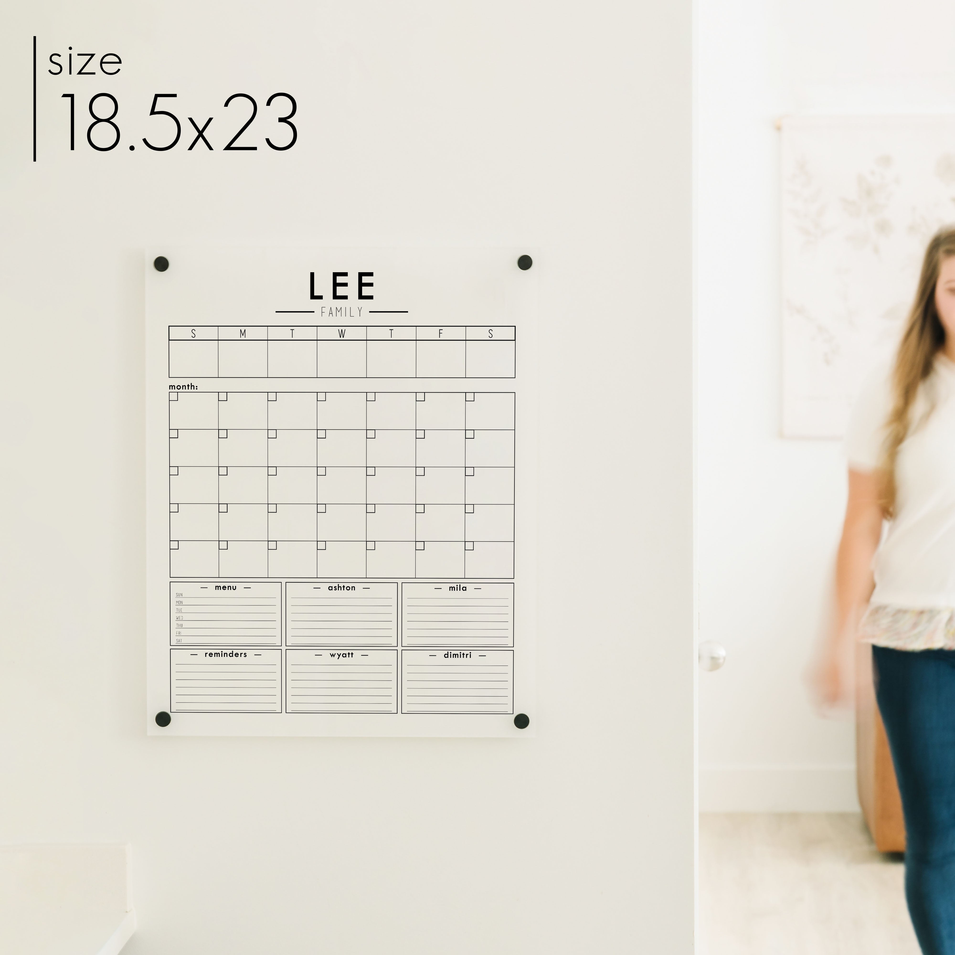 Week & Month Frosted Acrylic Calendar + 6 Sections | Vertical Craig