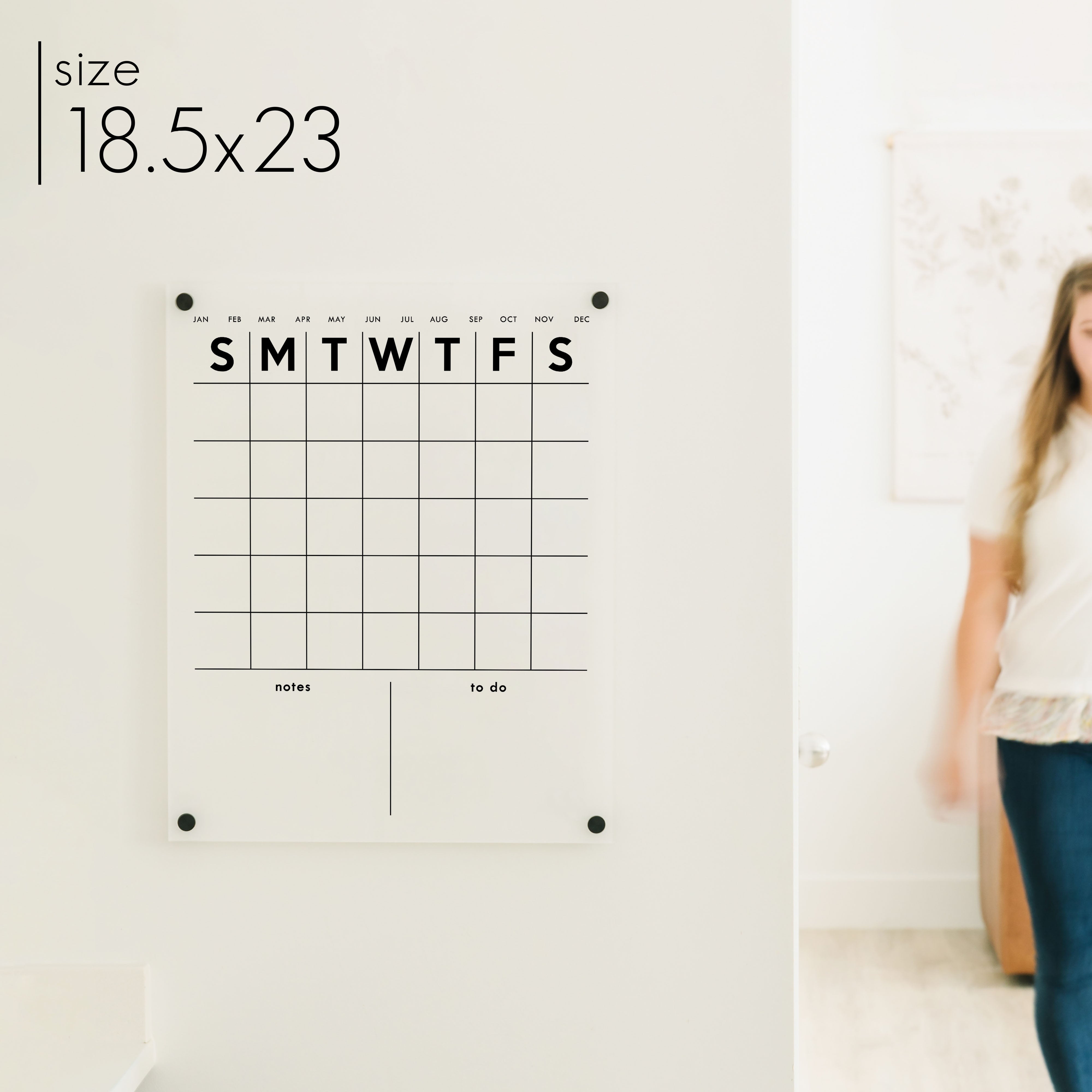 Monthly Frosted Acrylic Calendar + 2 Sections | Vertical Minimalist