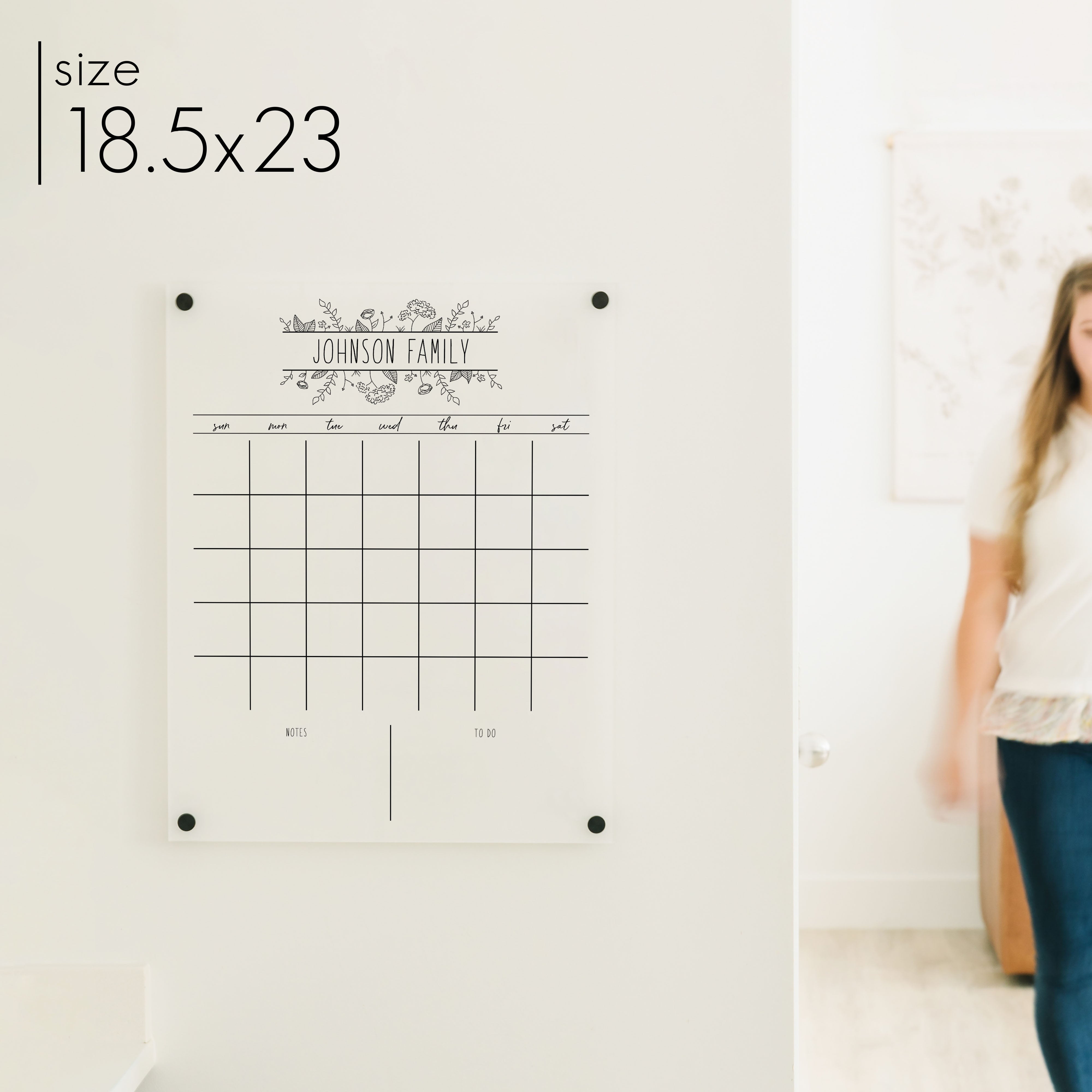 Monthly Frosted Acrylic Calendar + 2 Sections | Vertical Lucy