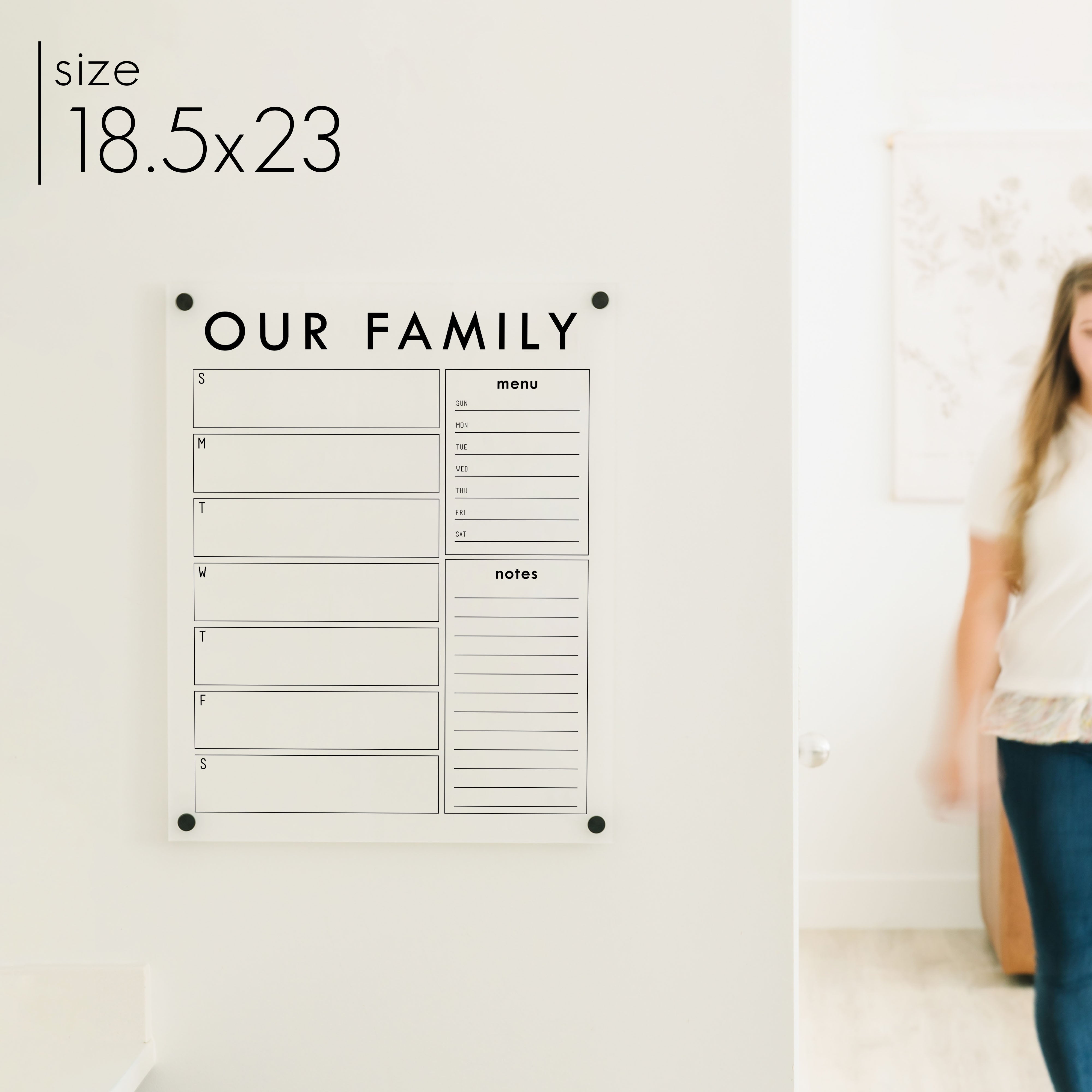 Weekly Frosted Acrylic Calendar + 2 Sections | Vertical Multi-Style