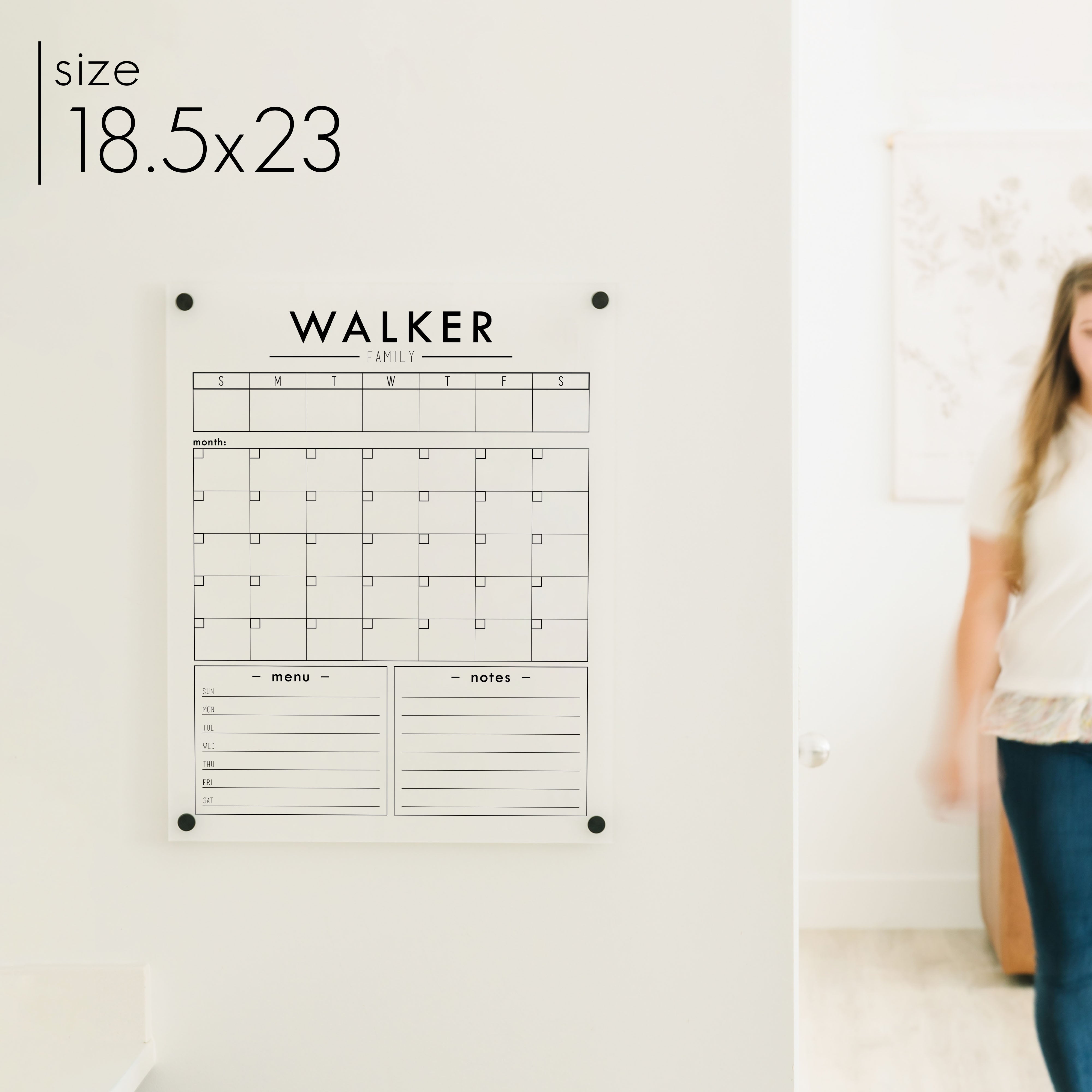Week & Month Frosted Acrylic Calendar + 2 Sections | Vertical Craig