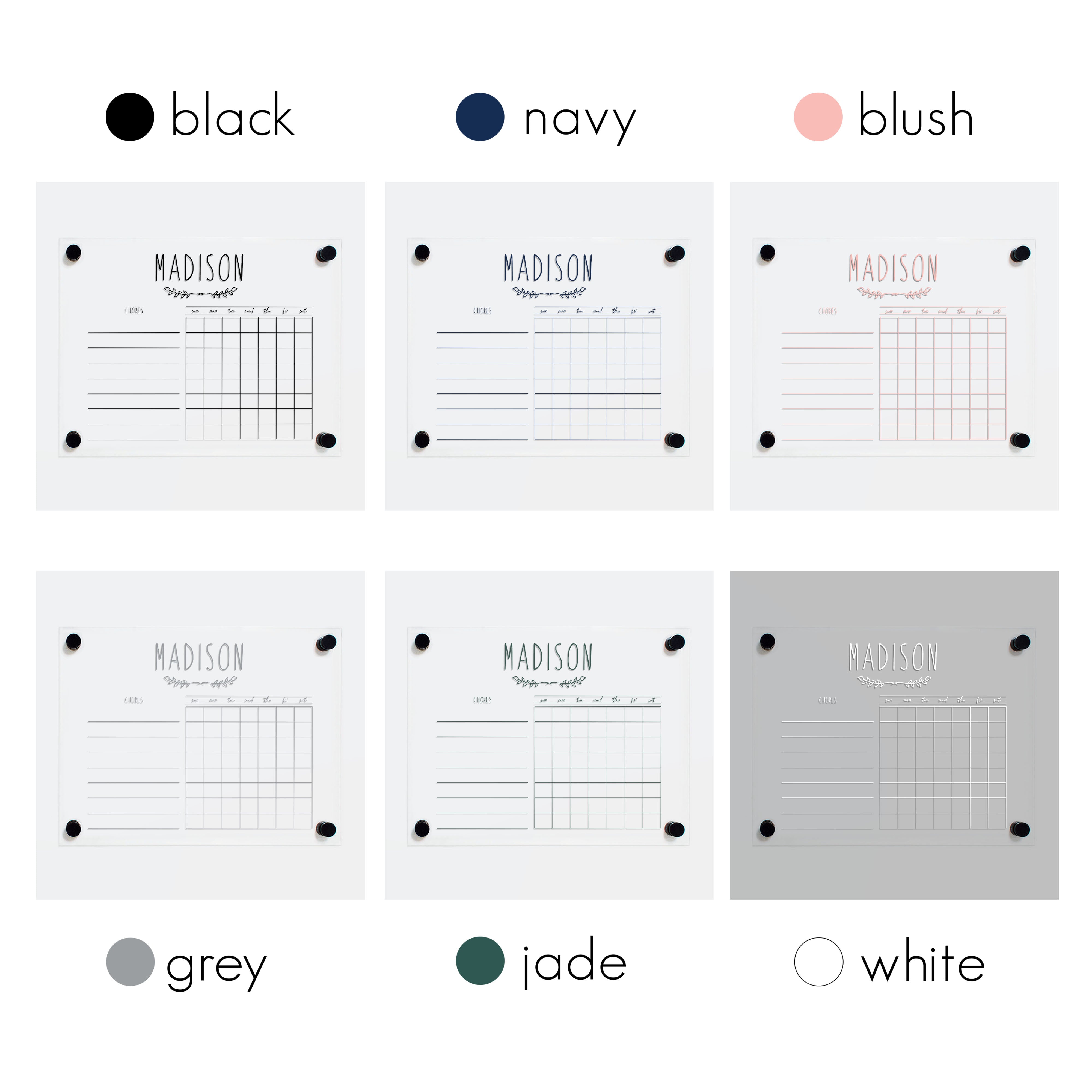 1 Person Acrylic Chore Chart | Horizontal Lucy