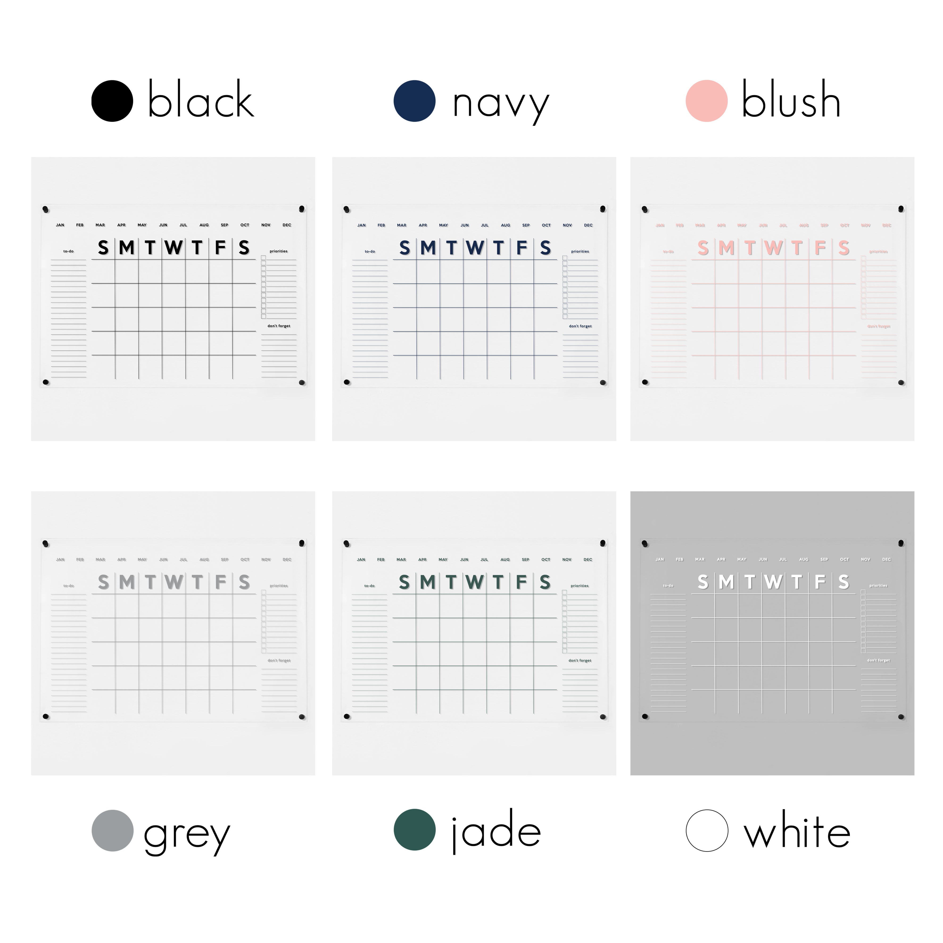 Monthly Acrylic Calendar + 3 Sections | Horizontal Minimalist