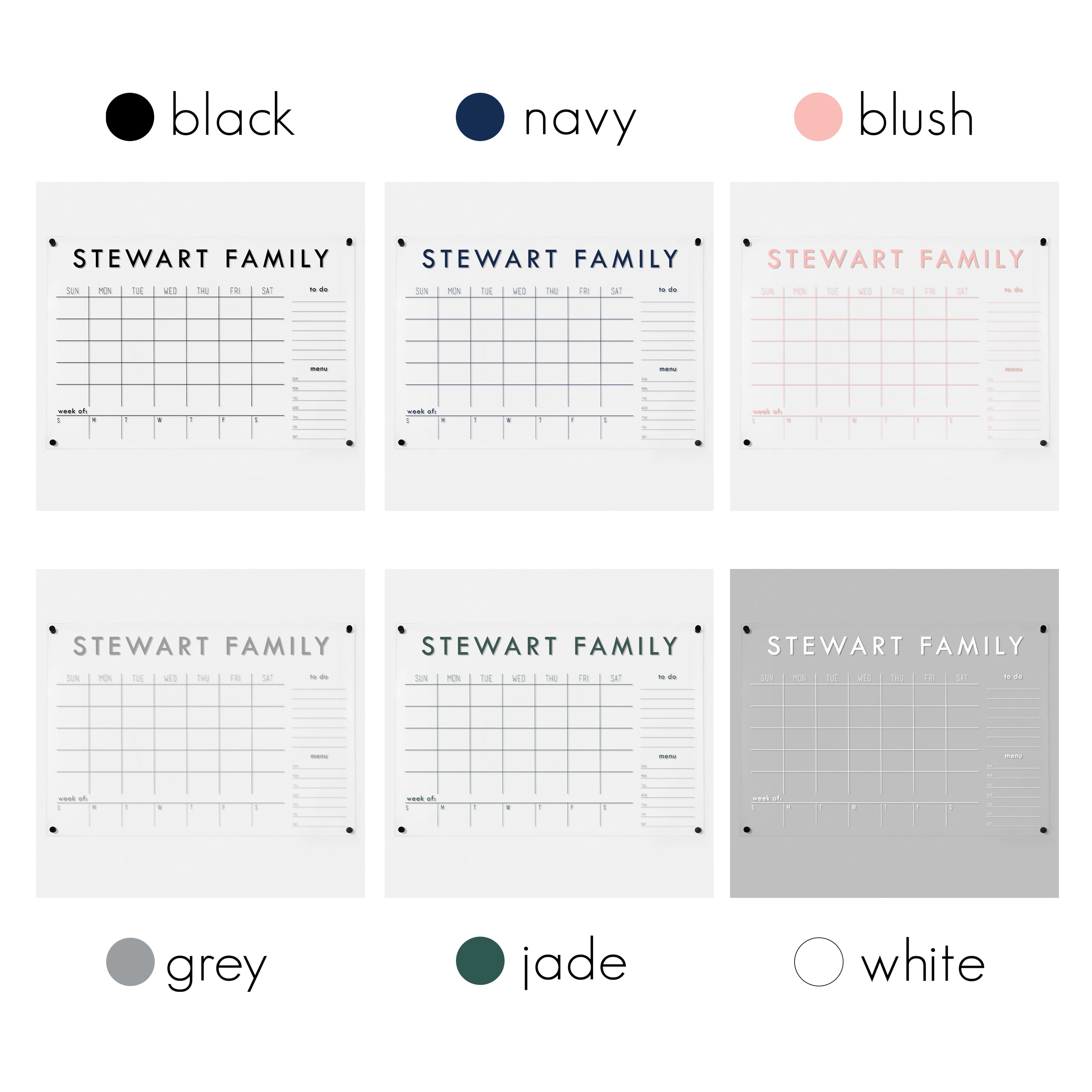 Week & Month Acrylic Calendar + 2 Sections | Horizontal Madi