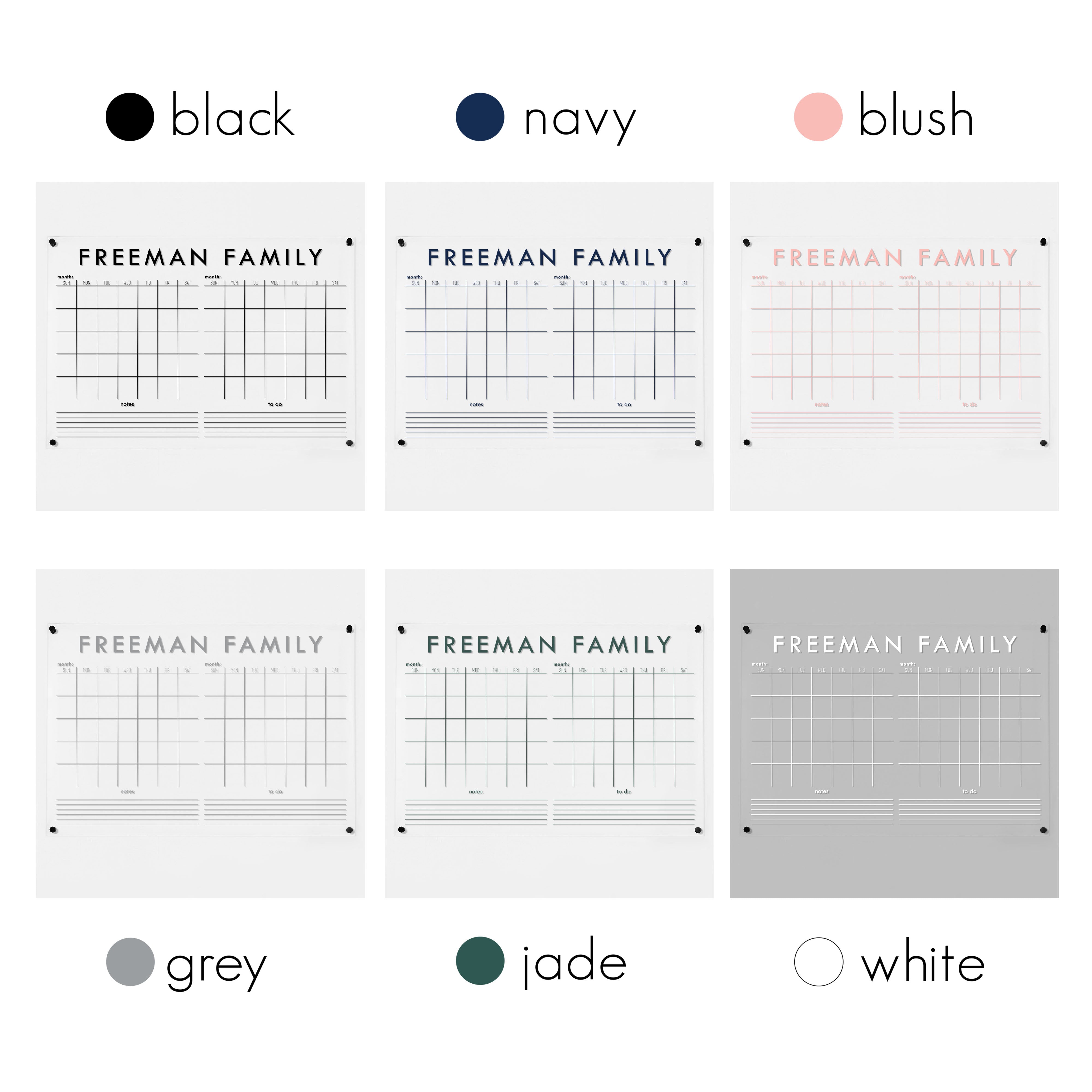 2 Month Acrylic Calendar + 2 Sections | Horizontal Madi