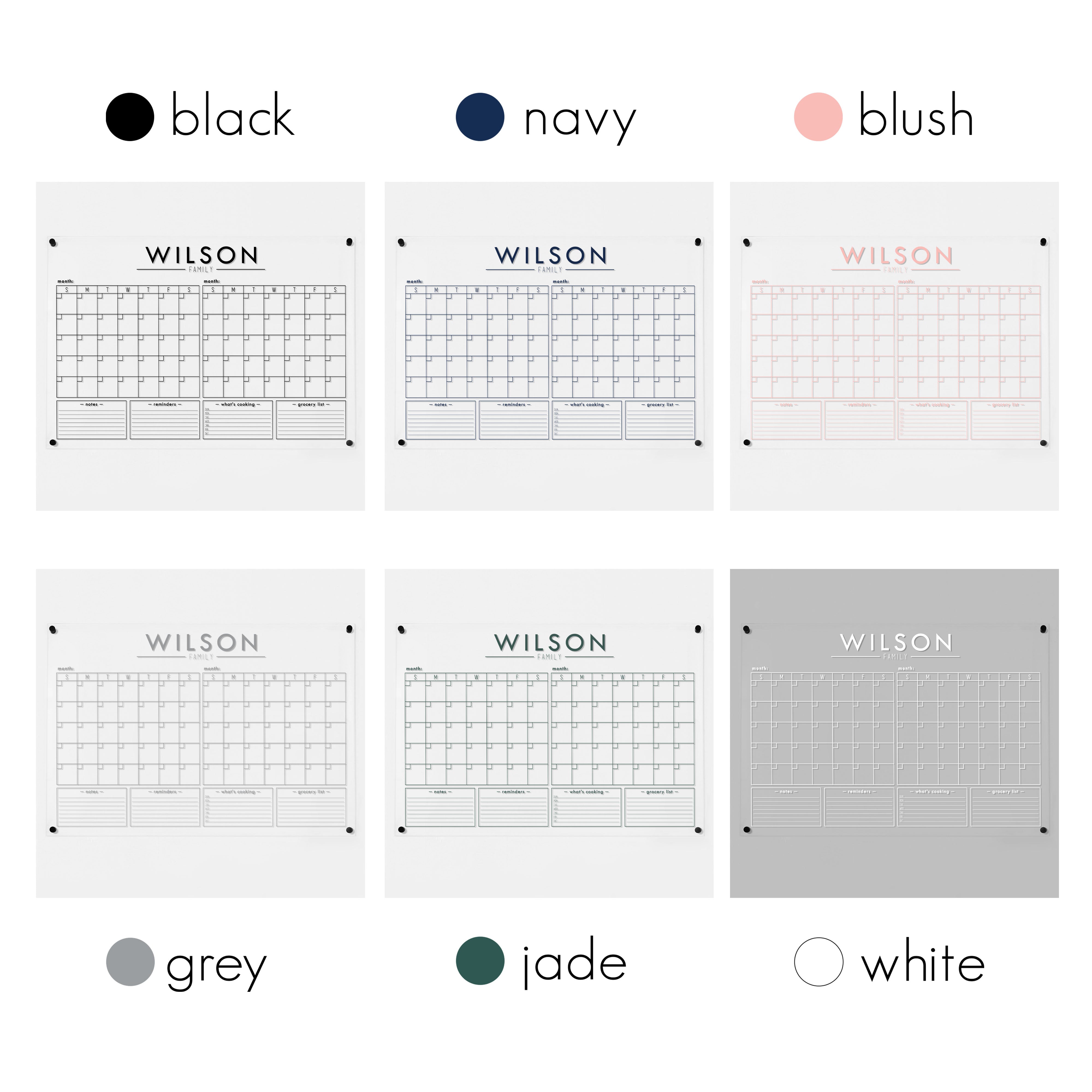 2 Month Acrylic Calendar + 4 Sections | Horizontal Craig
