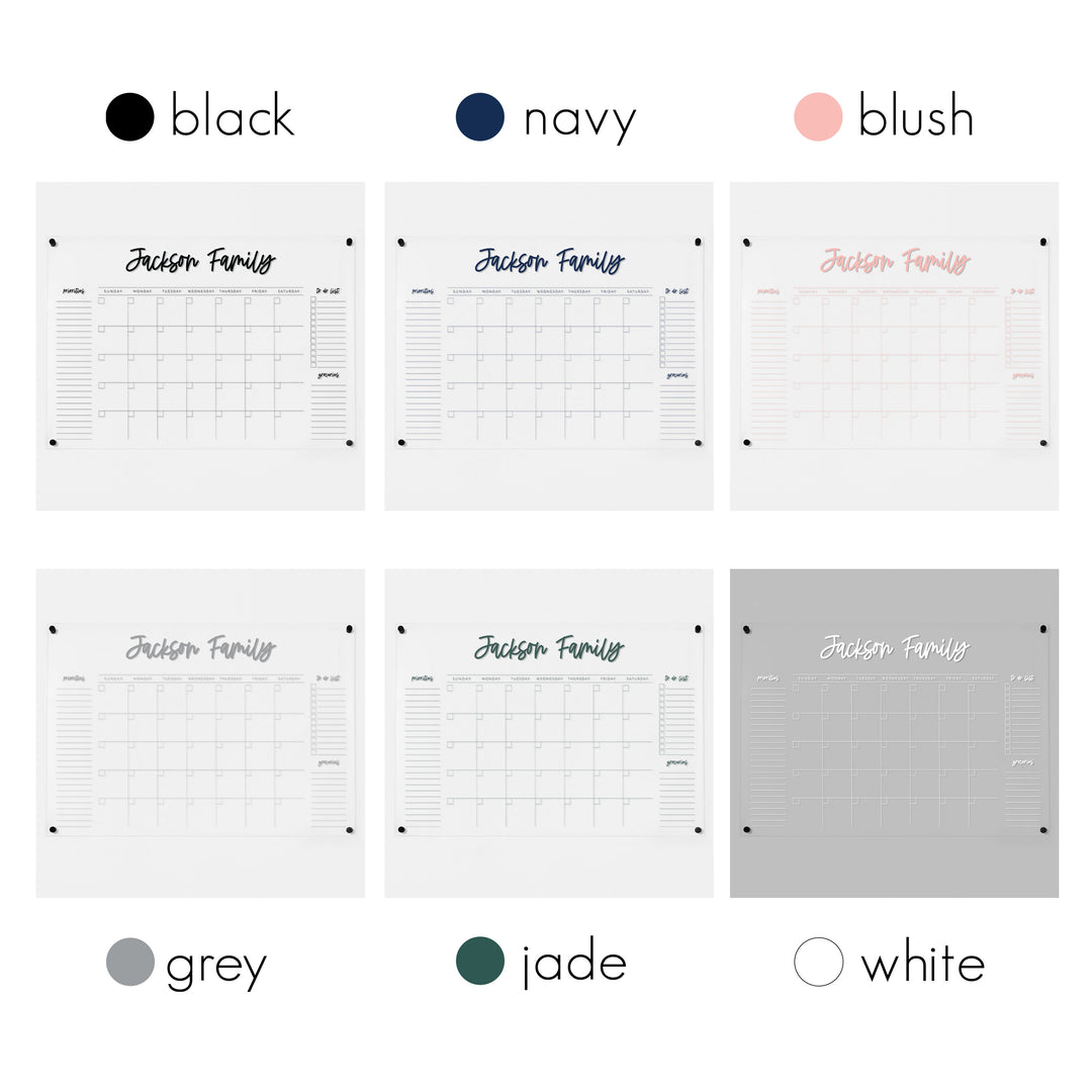 Monthly Acrylic Calendar + 3 Sections | Horizontal Monica