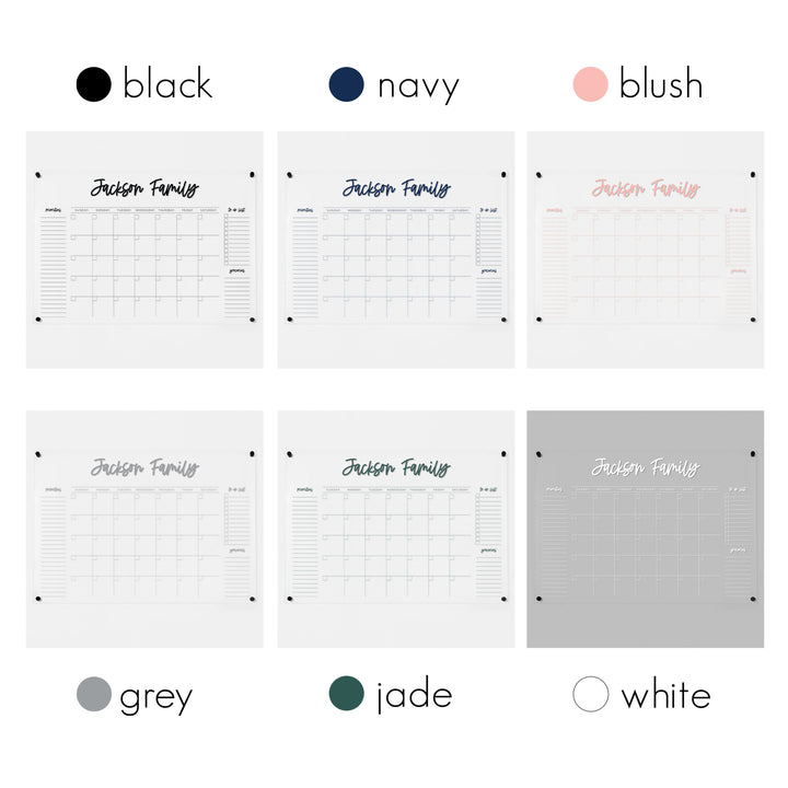 Monthly Acrylic Calendar + 3 Sections | Horizontal Monica