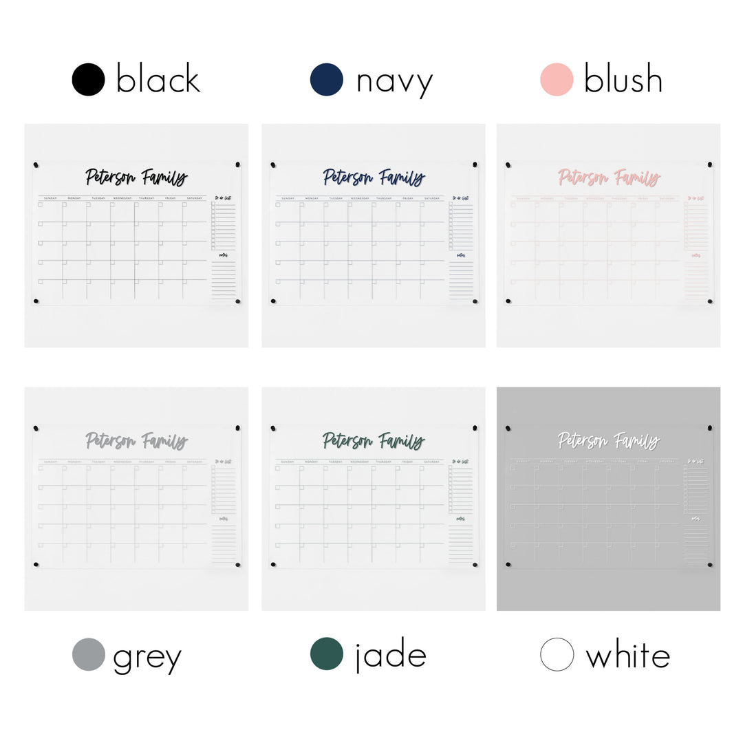 Monthly Acrylic Calendar + 2 Sections | Horizontal Monica