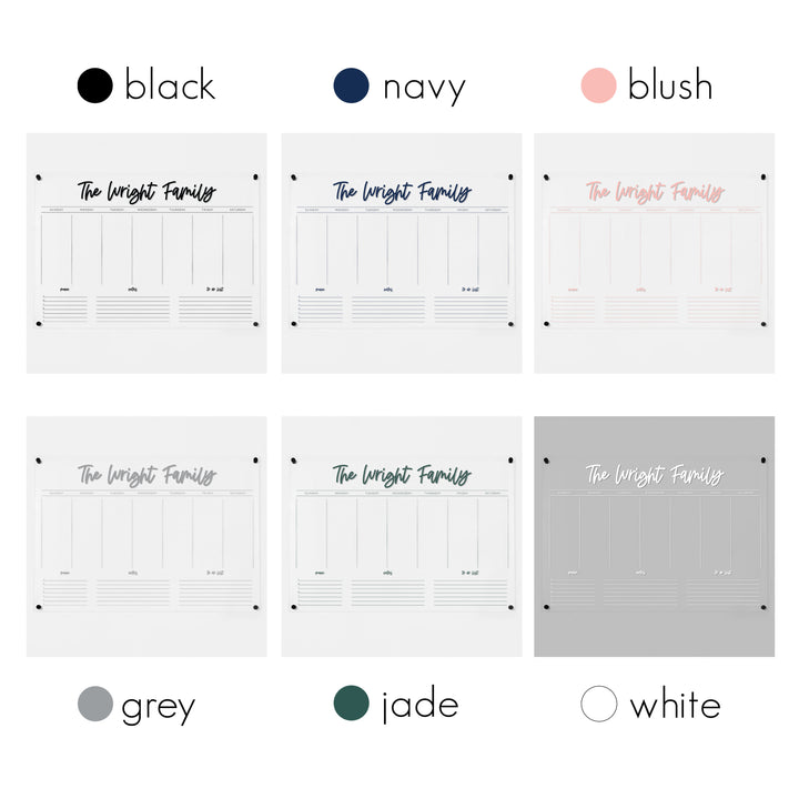 Weekly Acrylic Calendar + 3 Sections | Horizontal Monica