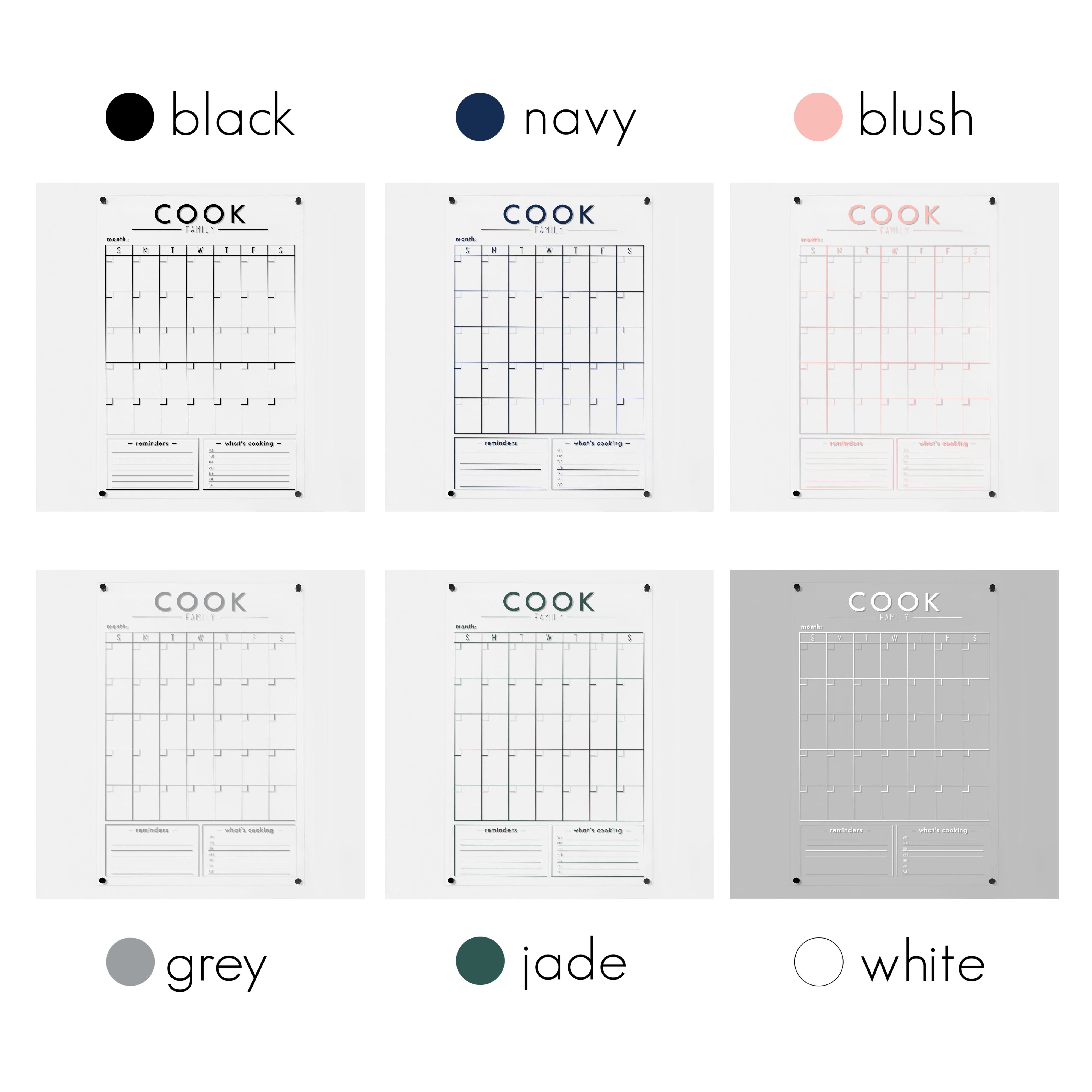 Monthly Acrylic Calendar + 2 Sections | Vertical Craig